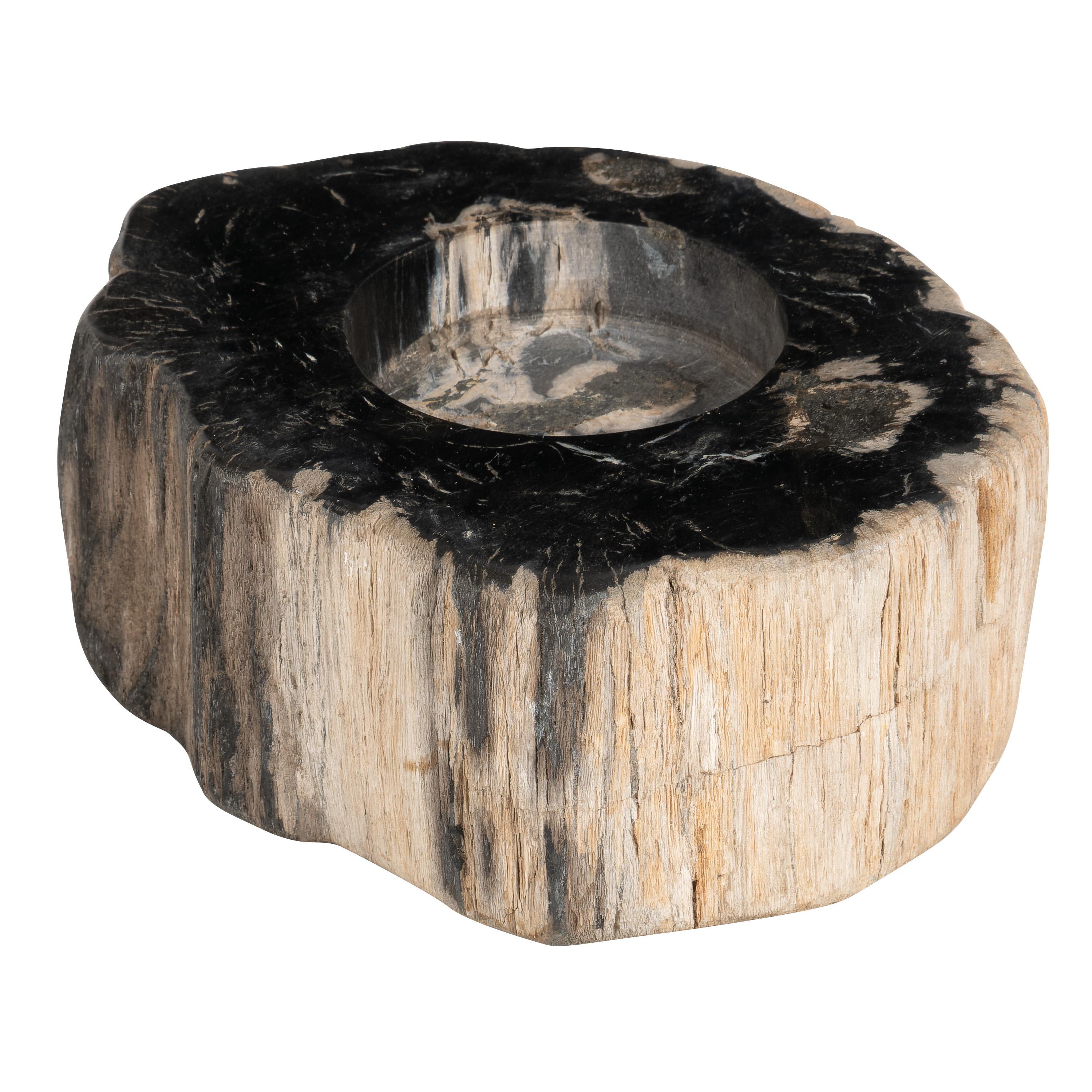 Yuvarlak Mumluk Fosil Ağaç - 12 cm x 7 cm
