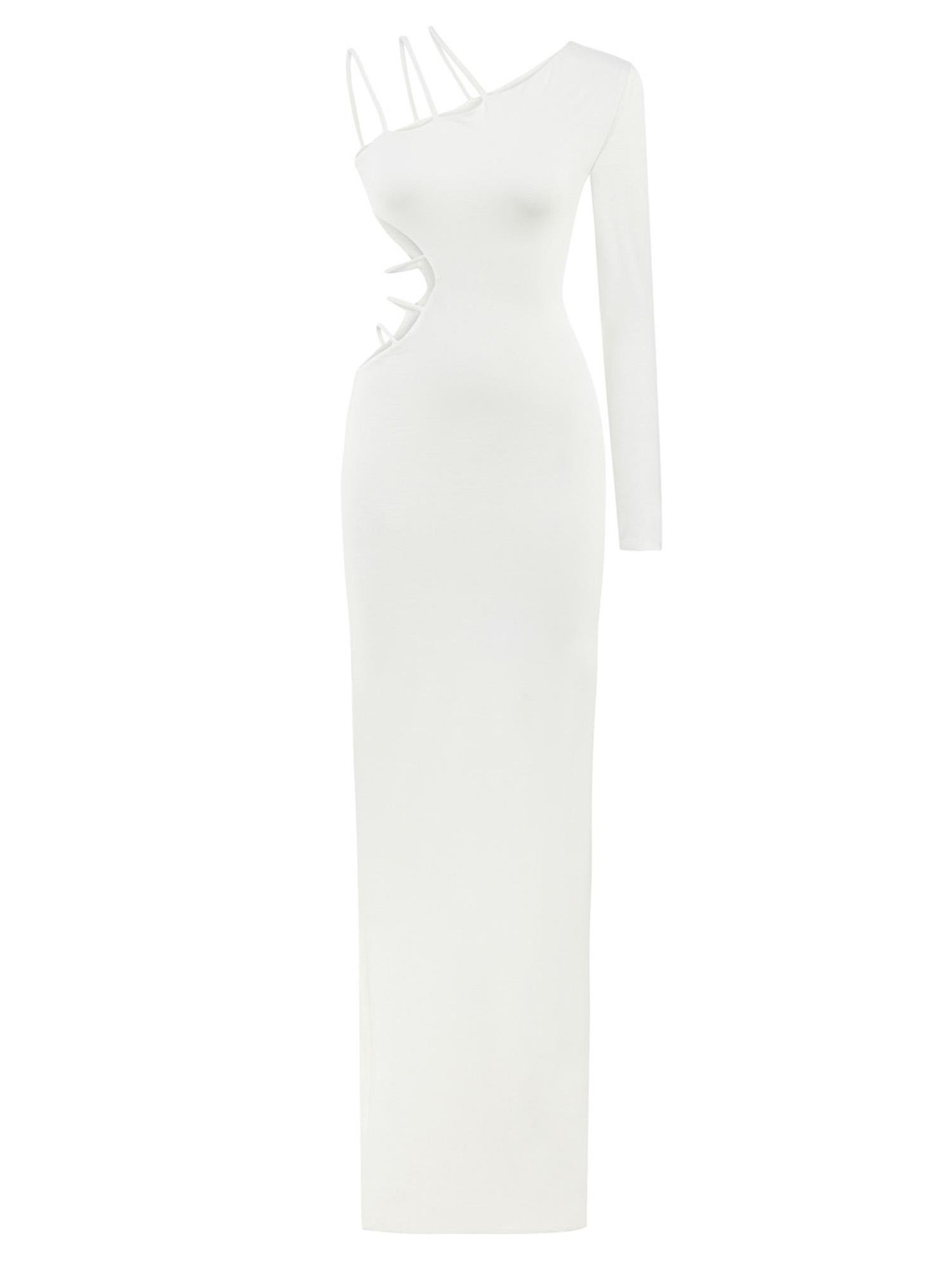 Aurora One Shoulder Maxi Dress White