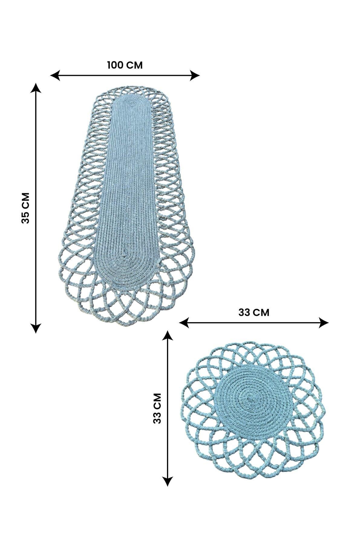 2 Kişilik Sofra Seti Hasır Görünümlü Amerikan Servis- Runner