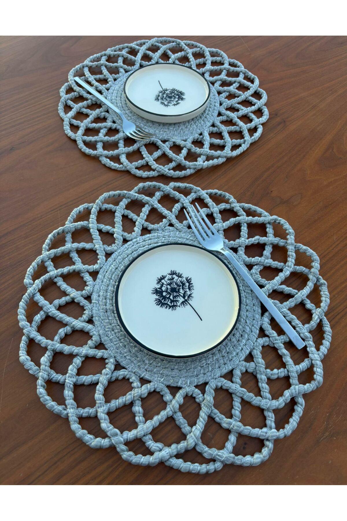 2 Kişilik Sofra Seti Hasır Görünümlü Amerikan Servis- Runner