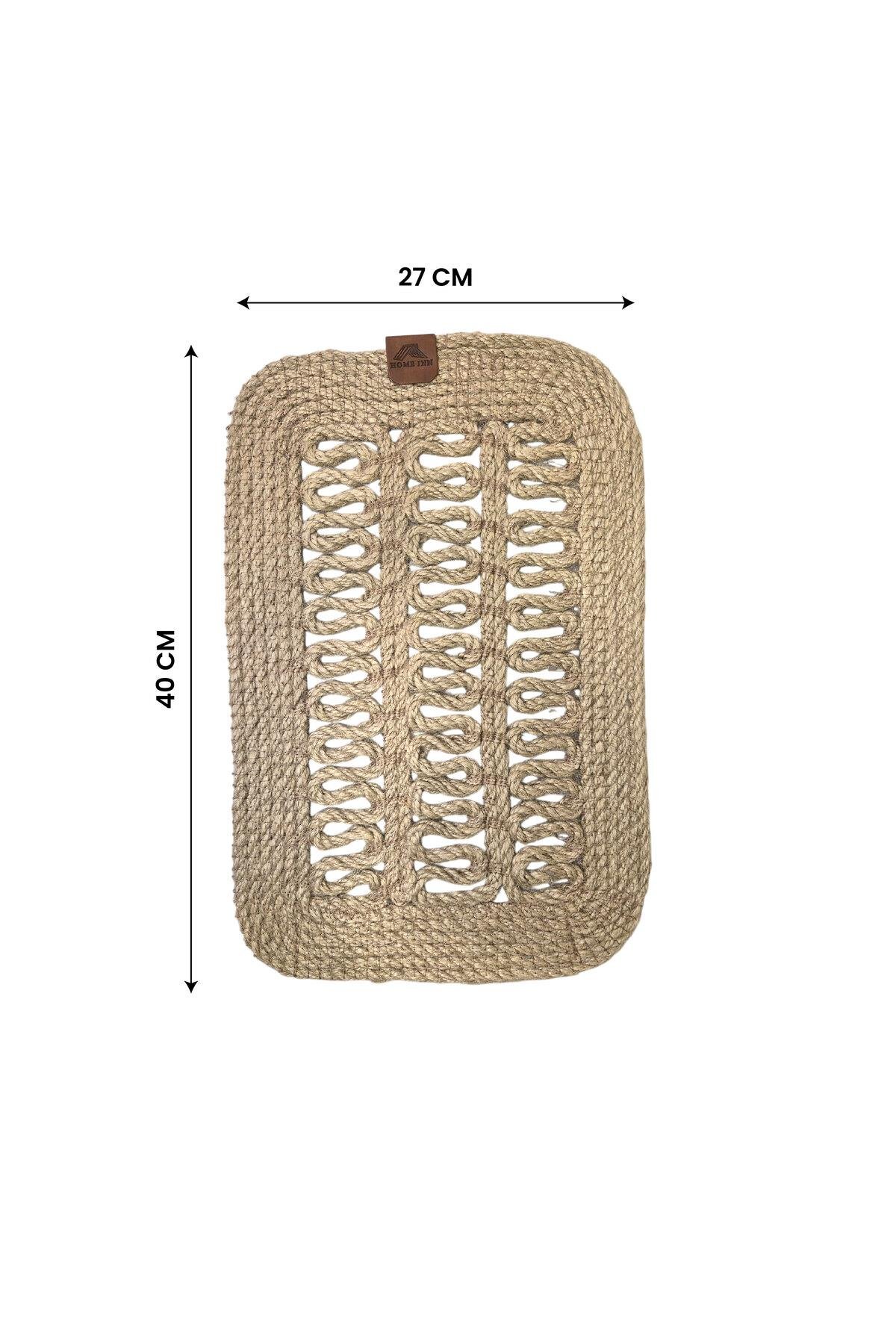 2'li Dikdörtgen Jüt Supla Seti - Örme Hasır Amerikan Servis - 40x27 cm