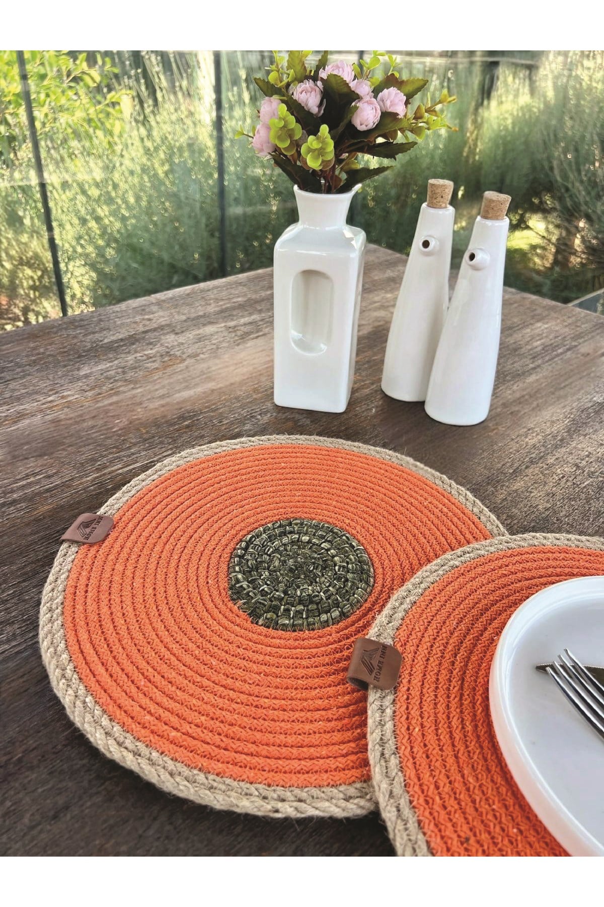 2'li Set Turuncu Amerikan Servis-Leke Tutmaz Natural 33 cm