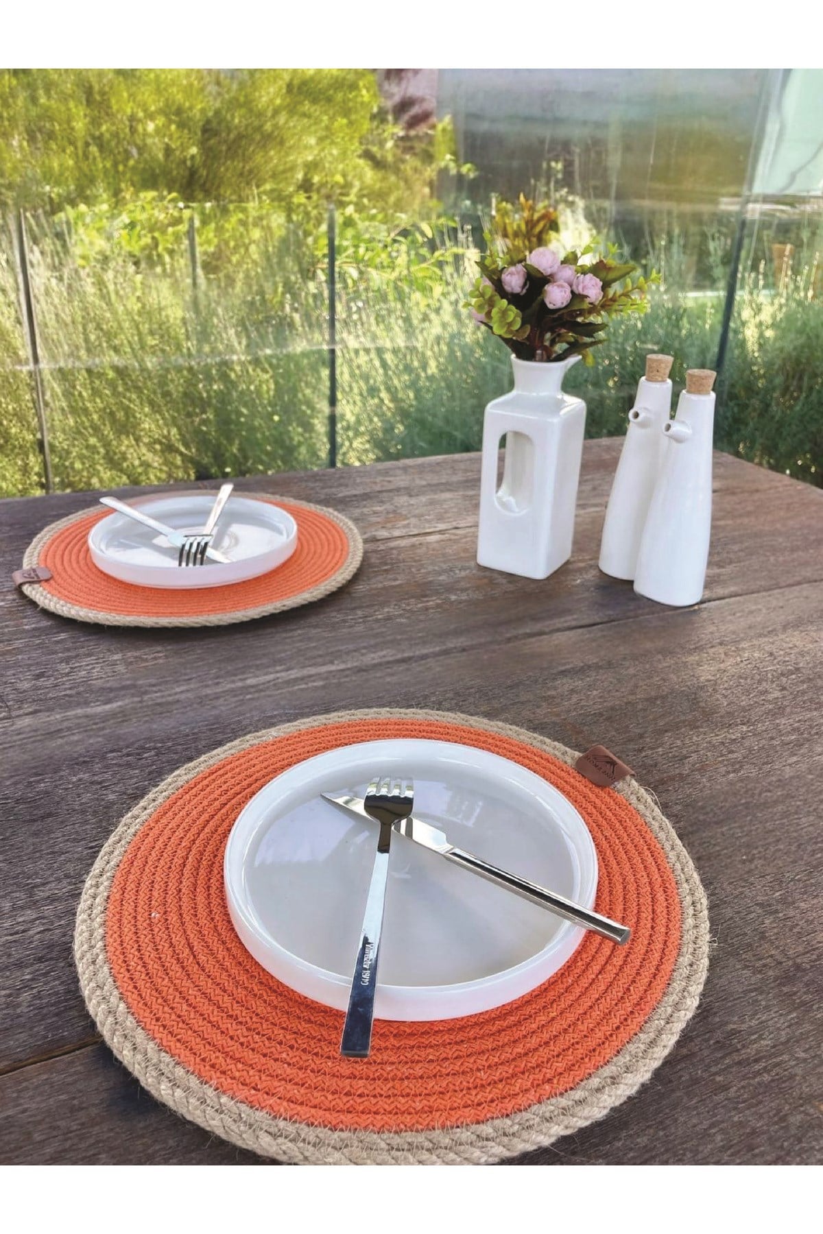 2'li Set Turuncu Amerikan Servis-Leke Tutmaz Natural 33 cm