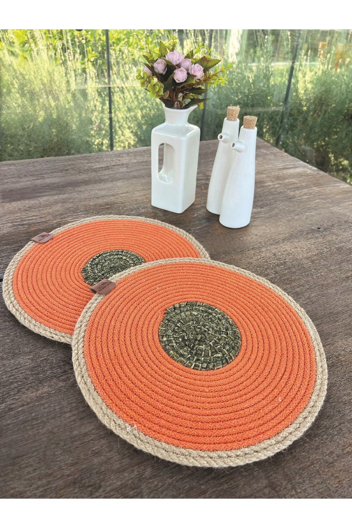2'li Set Turuncu Amerikan Servis-Leke Tutmaz Natural 33 cm