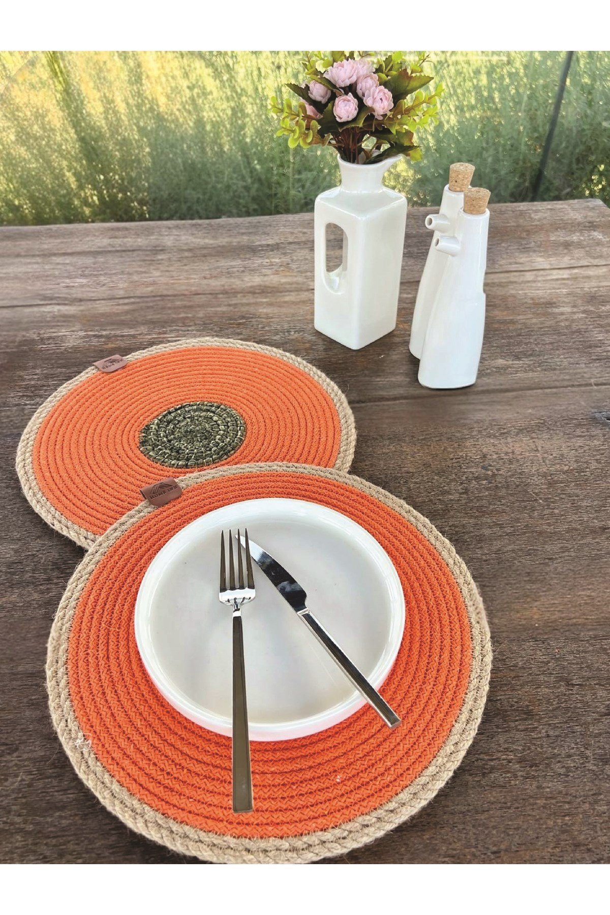 2'li Set Turuncu Amerikan Servis-Leke Tutmaz Natural 33 cm