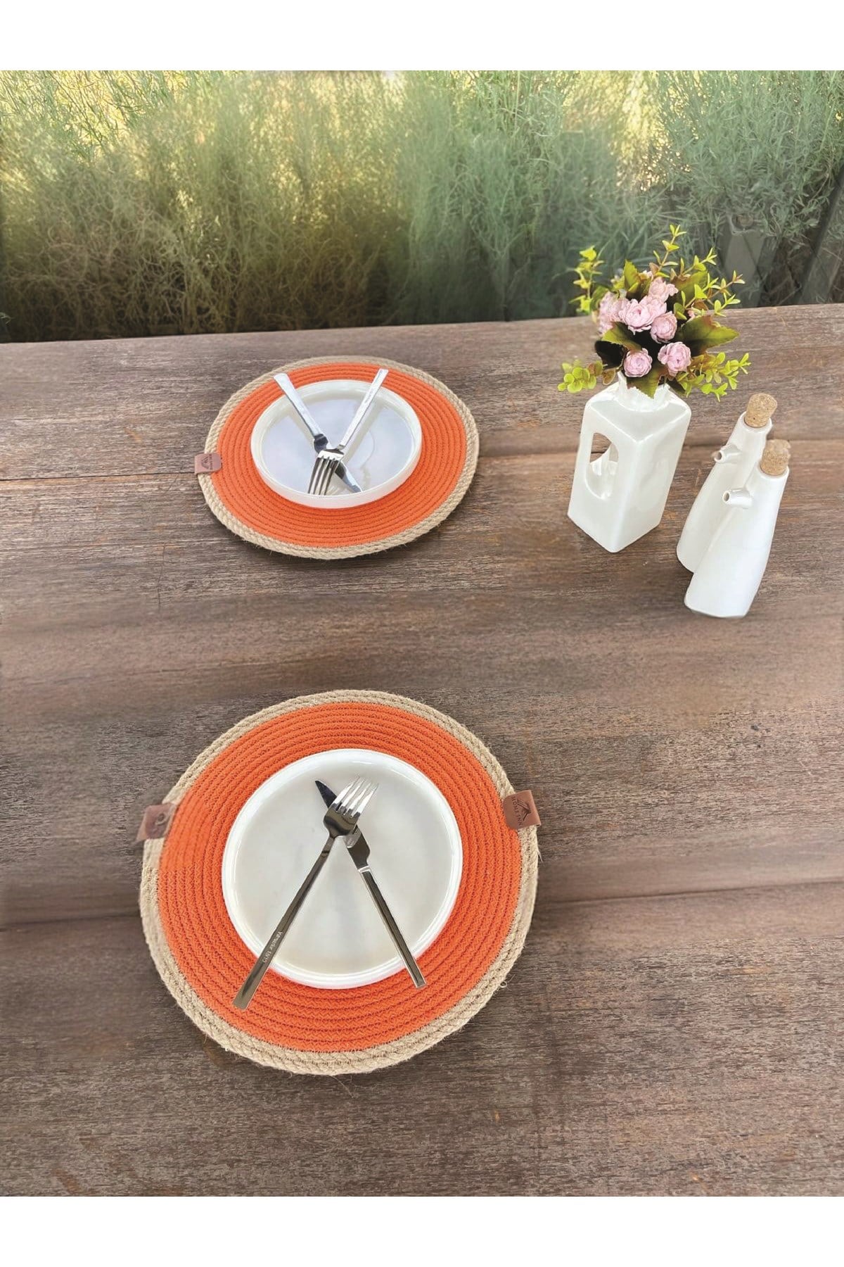 2'li Set Turuncu Amerikan Servis-Leke Tutmaz Natural 33 cm