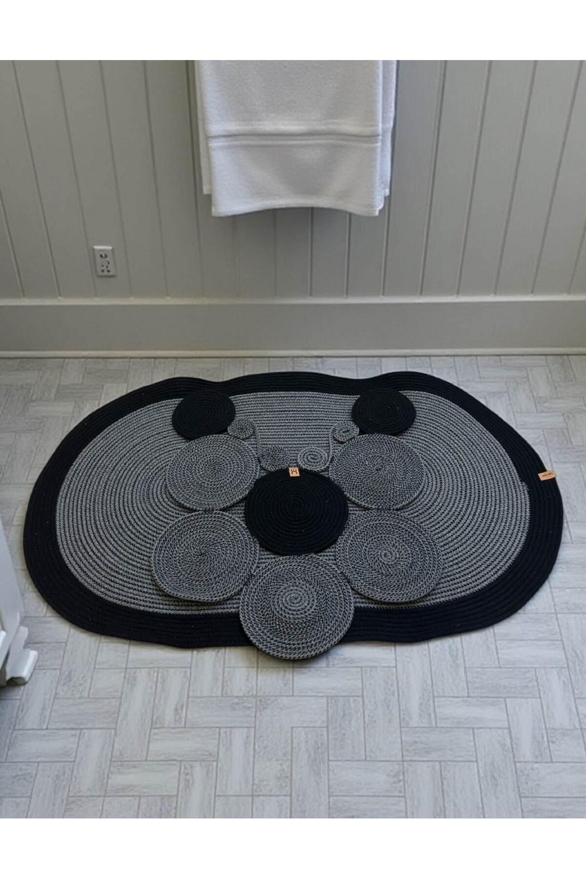 Banyo Paspas Seti 2'li Oval Model (60x100 ve 51x60 cm) | Modern Tarz Hasır Görünümlü