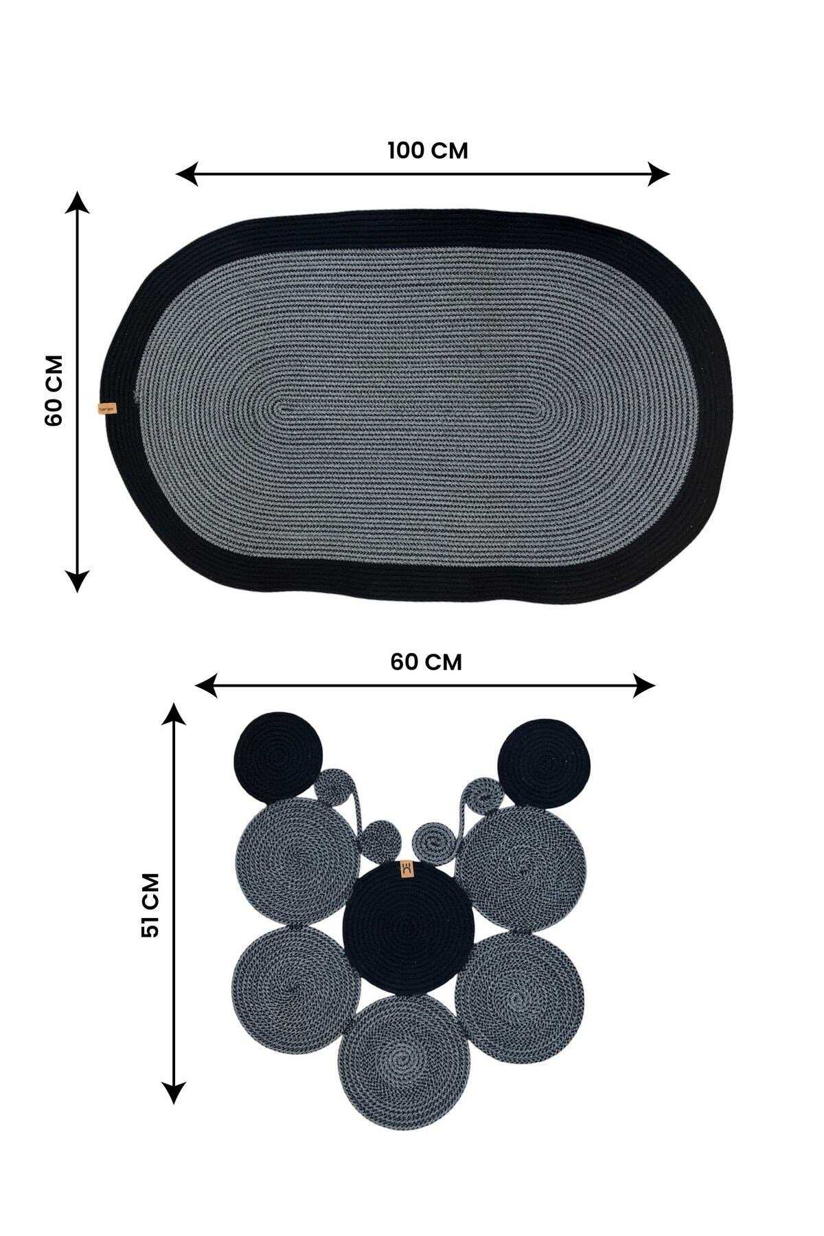 Banyo Paspas Seti 2'li Oval Model (60x100 ve 51x60 cm) | Modern Tarz Hasır Görünümlü
