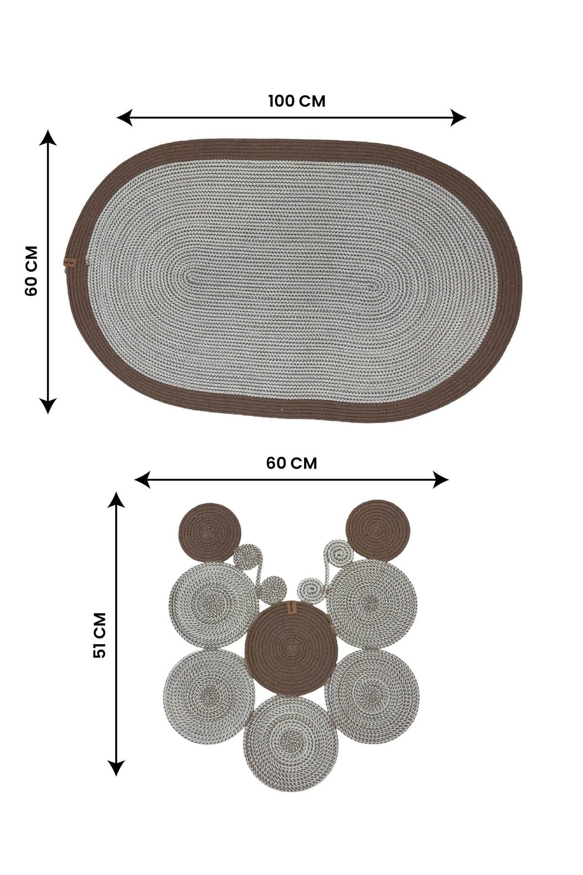 Banyo Paspas Seti 2'li Oval Model (60x100 ve 51x60 cm) | Modern Tarz Hasır Görünümlü