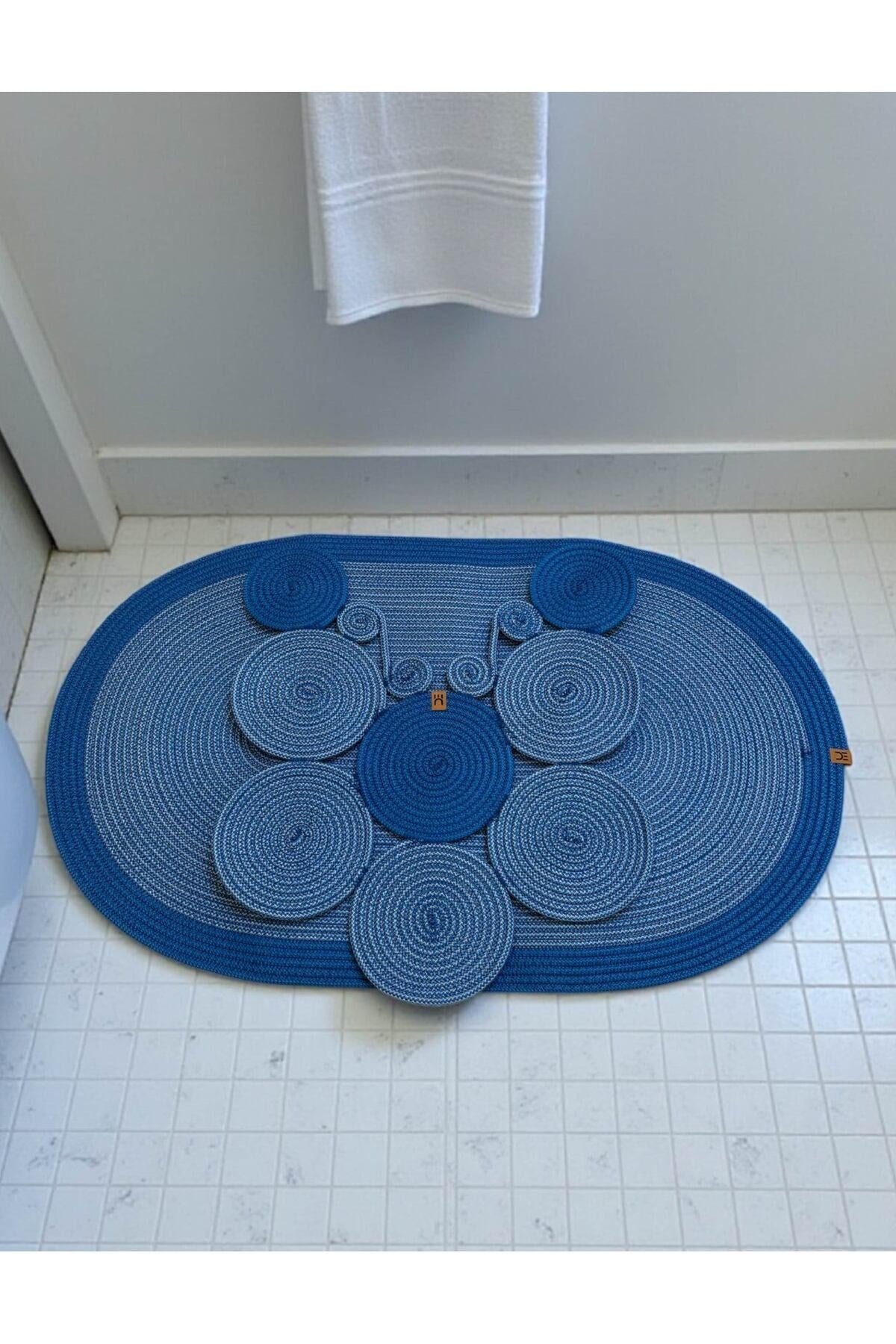 Banyo Paspas Seti 2'li Oval Model (60x100 ve 51x60 cm) | Modern Tarz Hasır Görünümlü