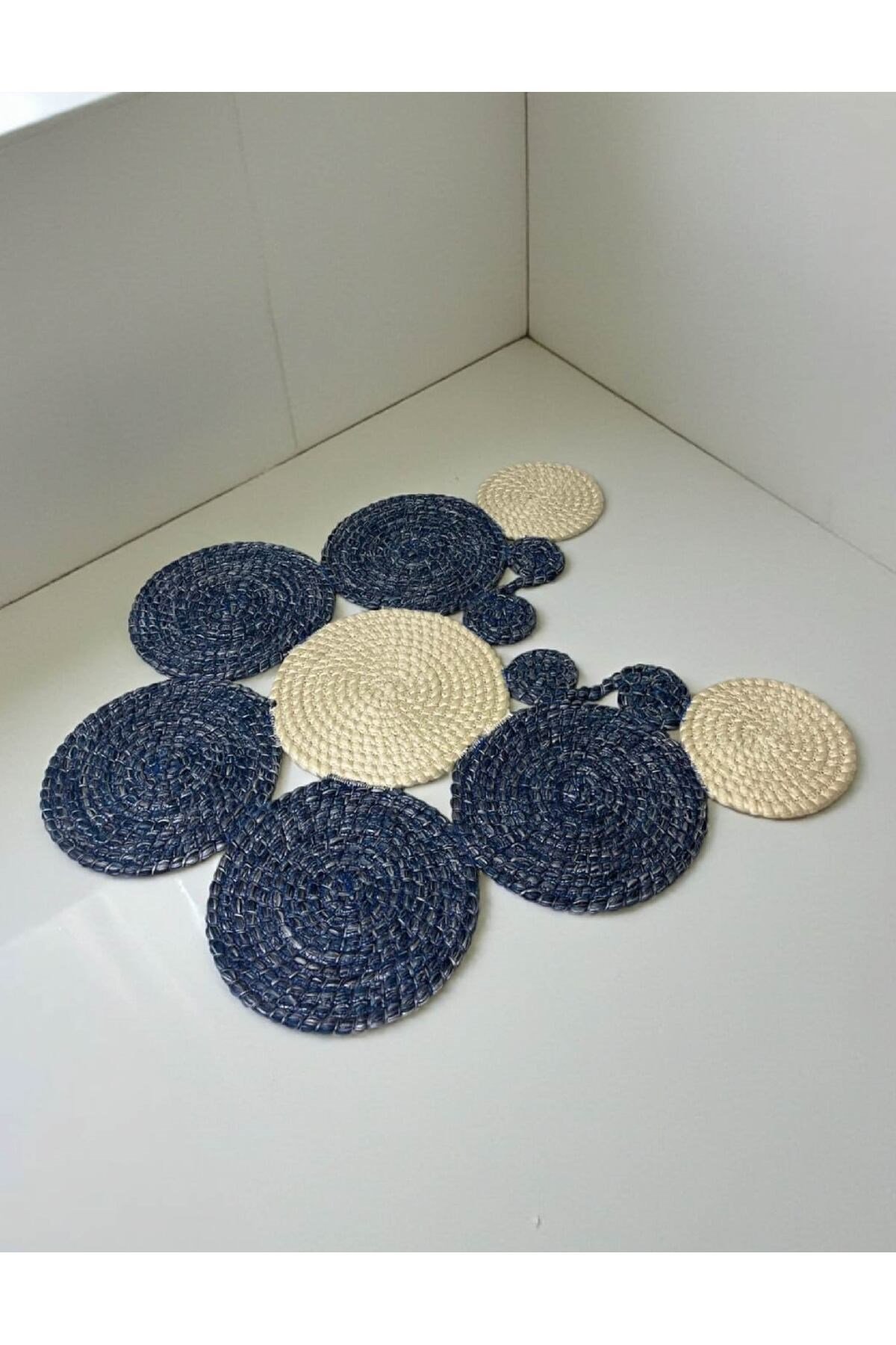 Banyo Paspası Örgü Dokulu Yuvarlak Form 51x60 cm – Özel Desenli Çok Parçalı Model
