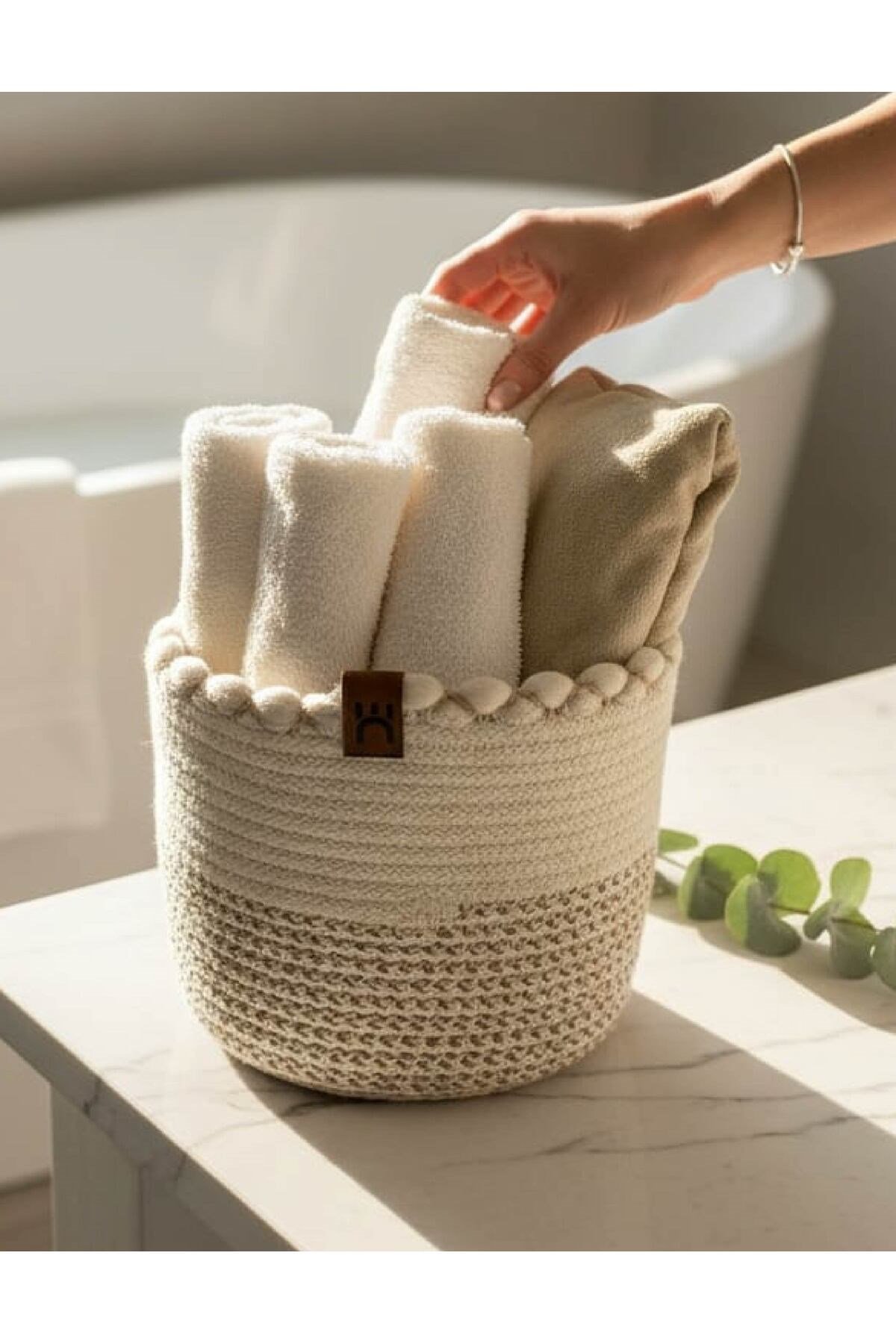 Çok Amaçlı, 22cm-18cm Orta Boy, Sepet, Hasır, Dokuma Sepet, Düzenleyici
