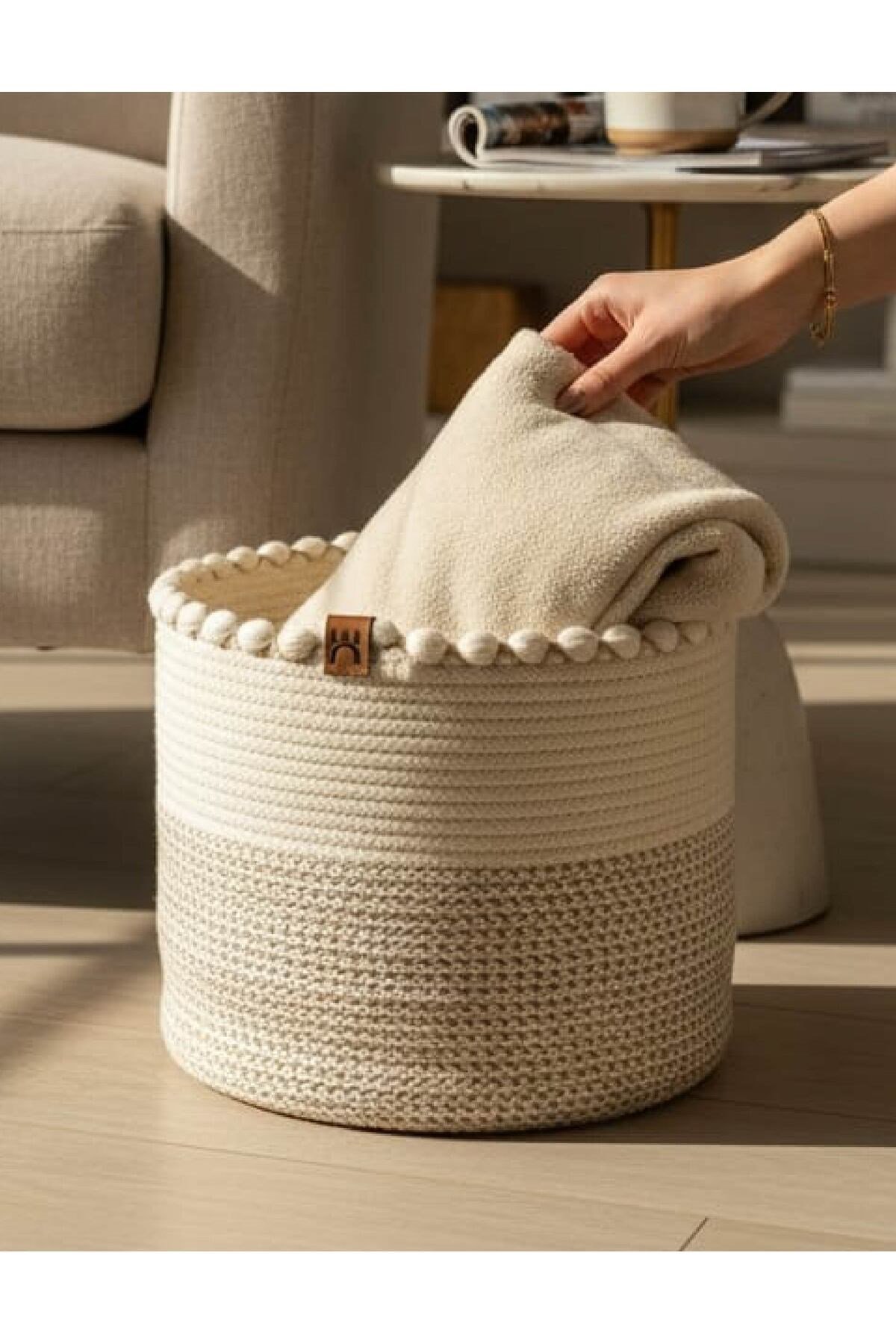 Çok Amaçlı, 26cm-22cm Büyük Boy, Sepet, Hasır, Dokuma Sepet, Düzenleyici