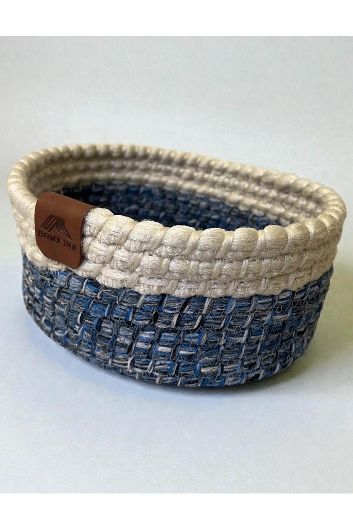 Düzenleyici Sepet Örgü Dokulu Oval Model 21x15x7 cm – Çok Amaçlı Kullanım