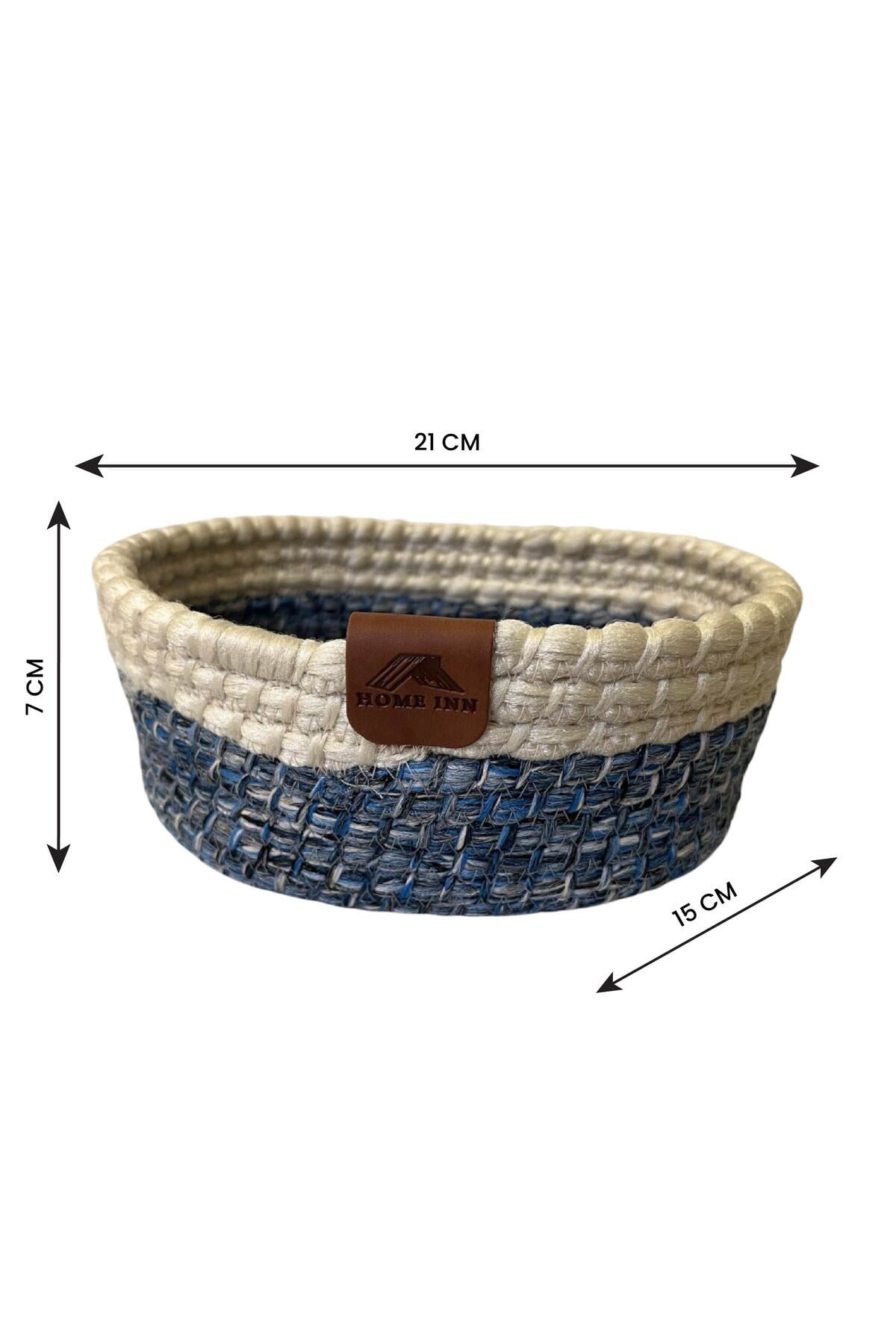 Düzenleyici Sepet Örgü Dokulu Oval Model 21x15x7 cm – Çok Amaçlı Kullanım