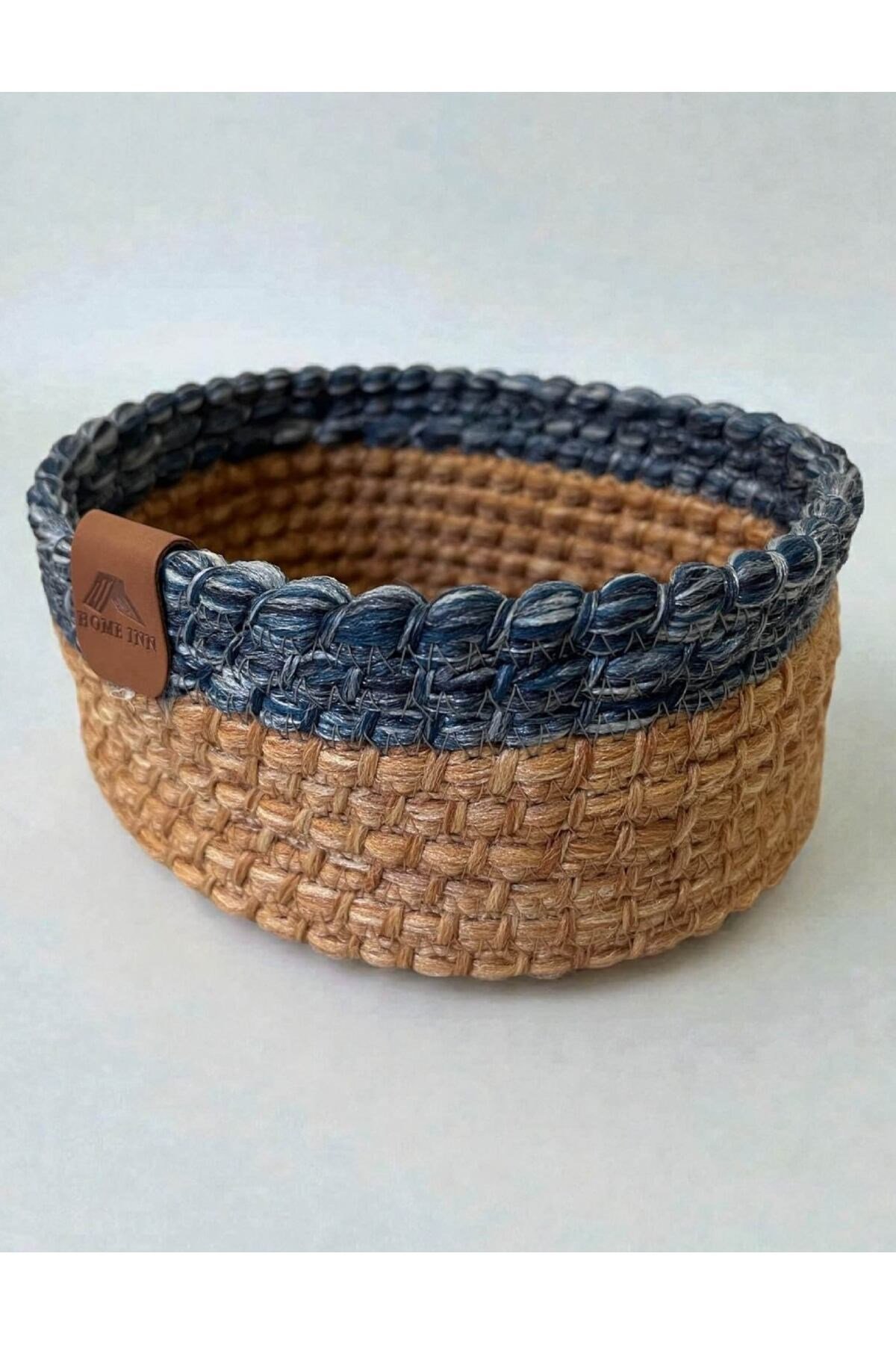 Düzenleyici Sepet Örgü Dokulu Oval Model 21x15x7 cm – Çok Amaçlı Kullanım