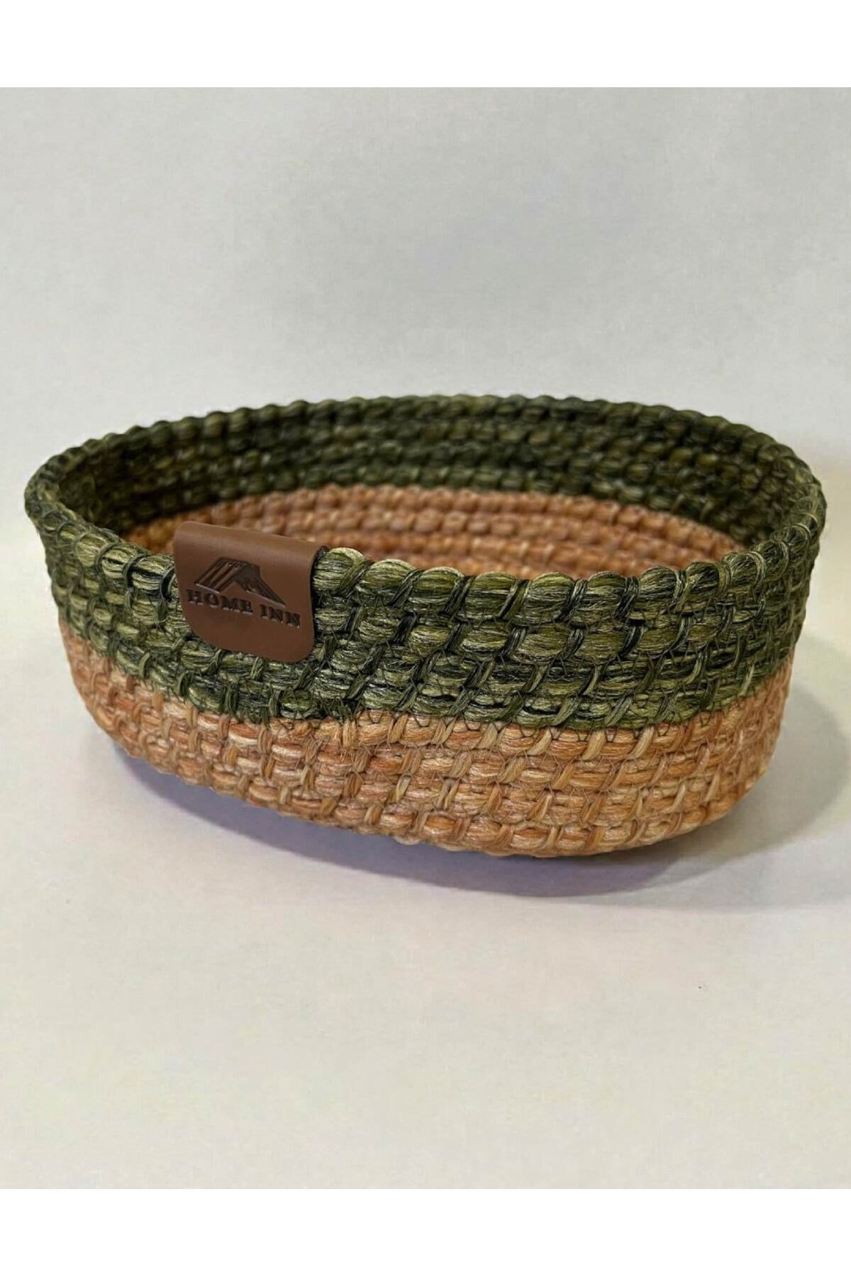 Düzenleyici Sepet Örgü Dokulu Oval Model 21x15x7 cm – Çok Amaçlı Kullanım