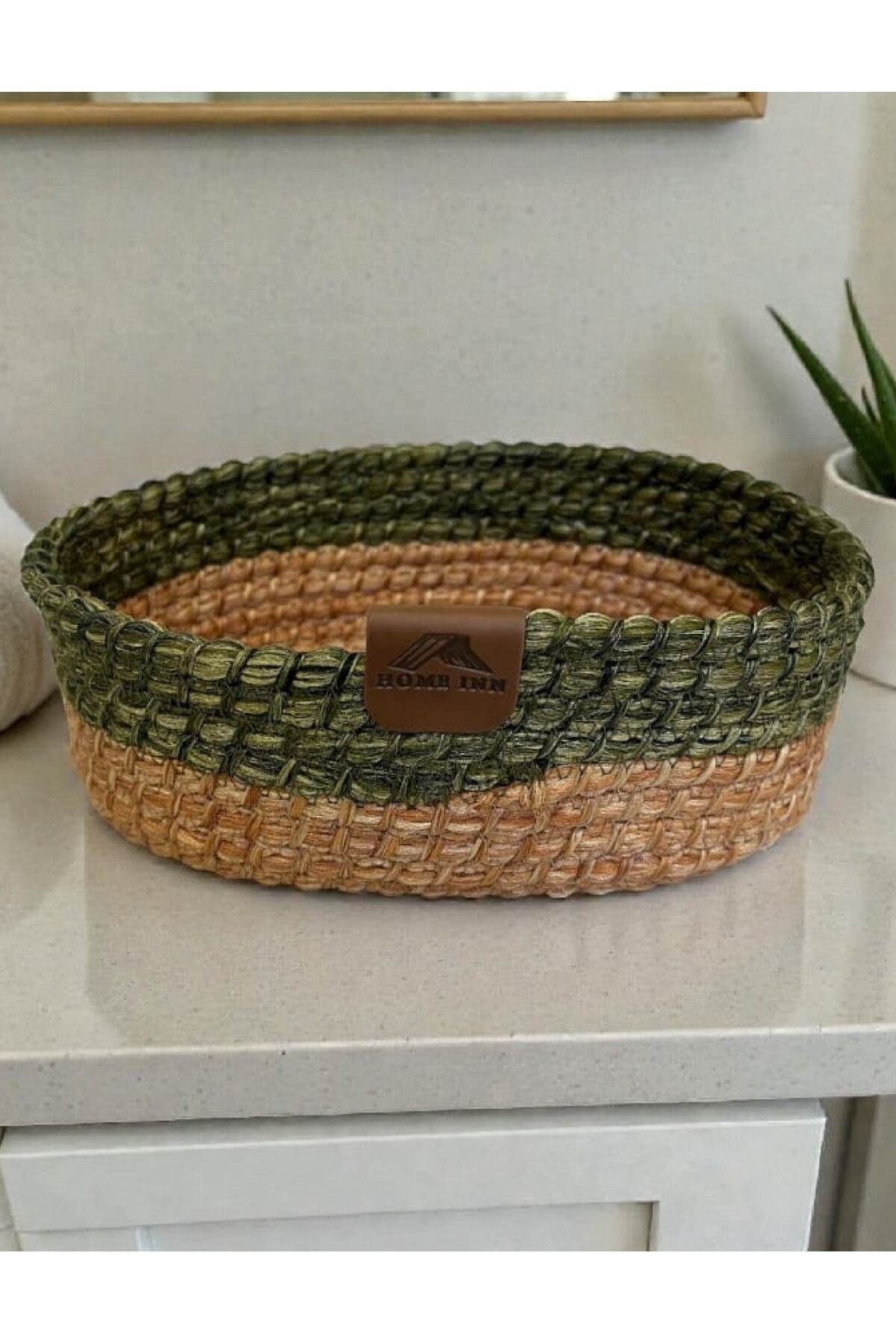 Düzenleyici Sepet Örgü Dokulu Oval Model 21x15x7 cm – Çok Amaçlı Kullanım
