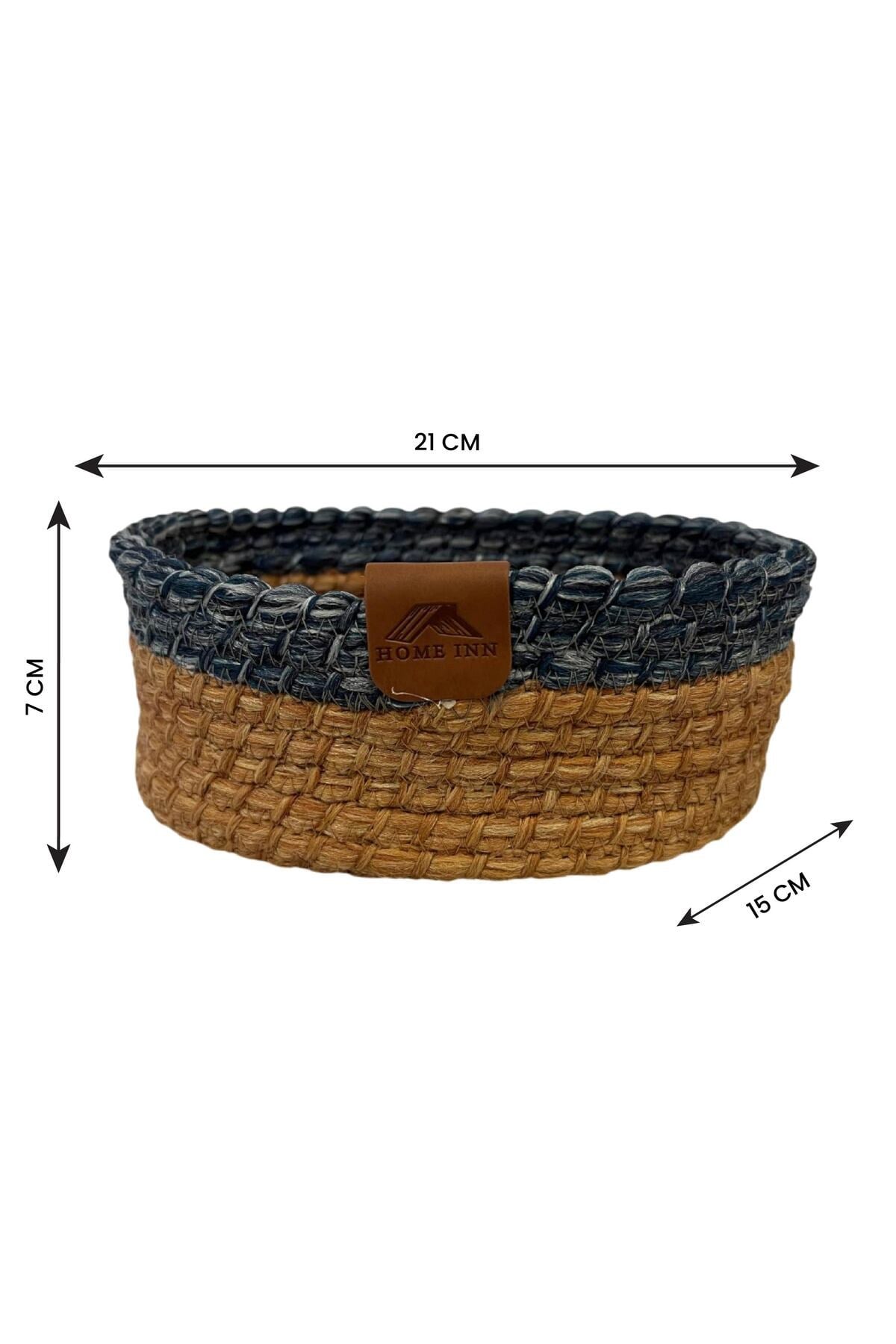 Düzenleyici Sepet Örgü Dokulu Oval Model 21x15x7 cm – Çok Amaçlı Kullanım