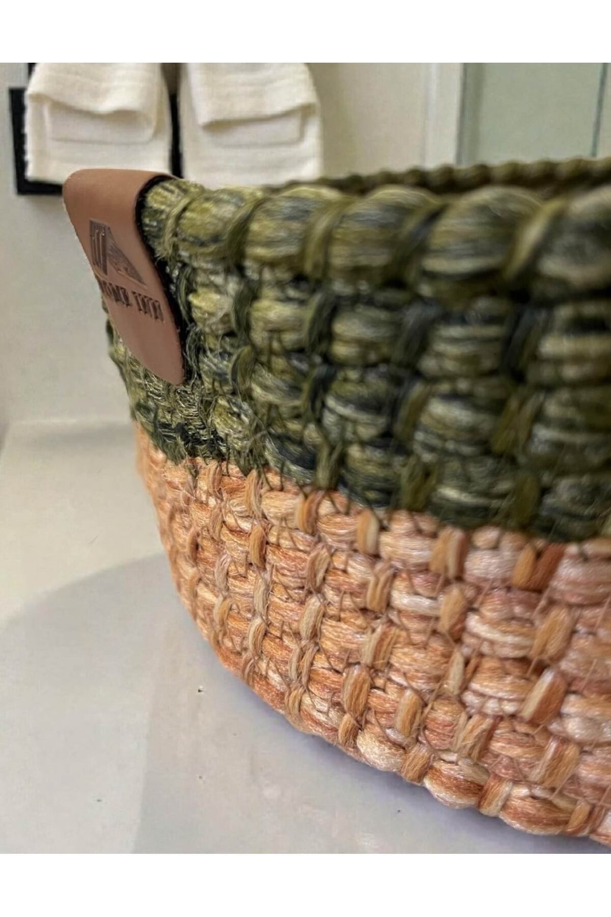 Düzenleyici Sepet Örgü Dokulu Yuvarlak Model 20x8 cm – Çok Amaçlı Kullanım