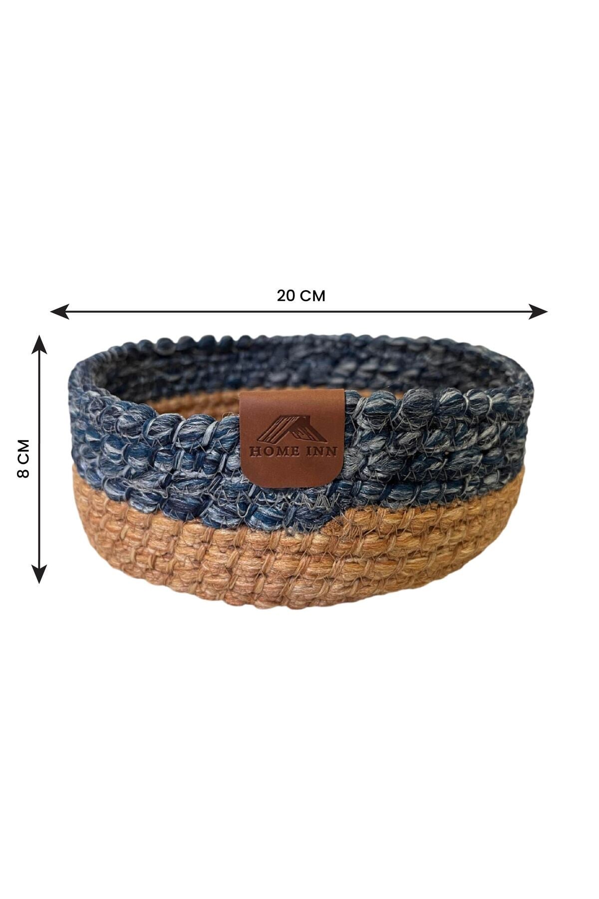 Düzenleyici Sepet Örgü Dokulu Yuvarlak Model 20x8 cm – Çok Amaçlı Kullanım