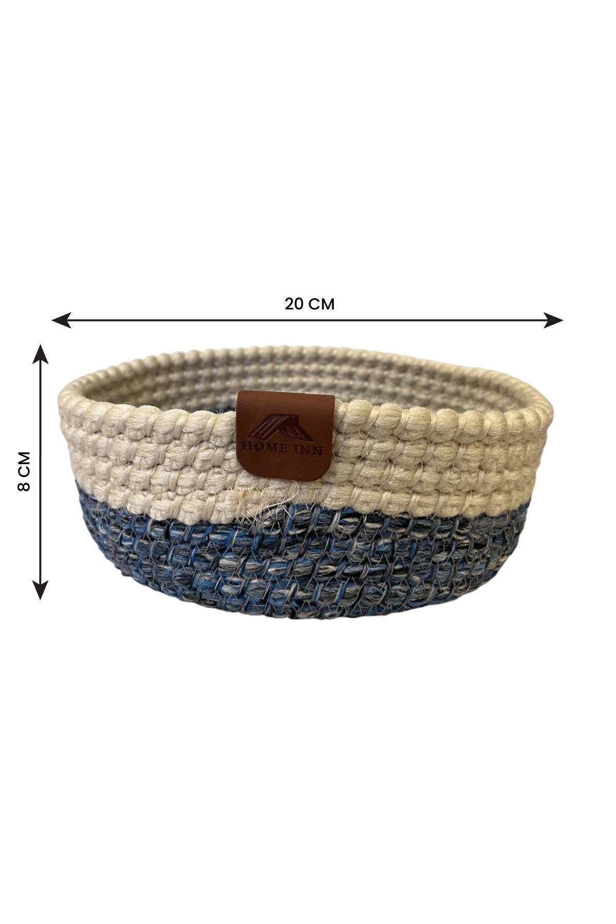 Düzenleyici Sepet Örgü Dokulu Yuvarlak Model 20x8 cm – Çok Amaçlı Kullanım