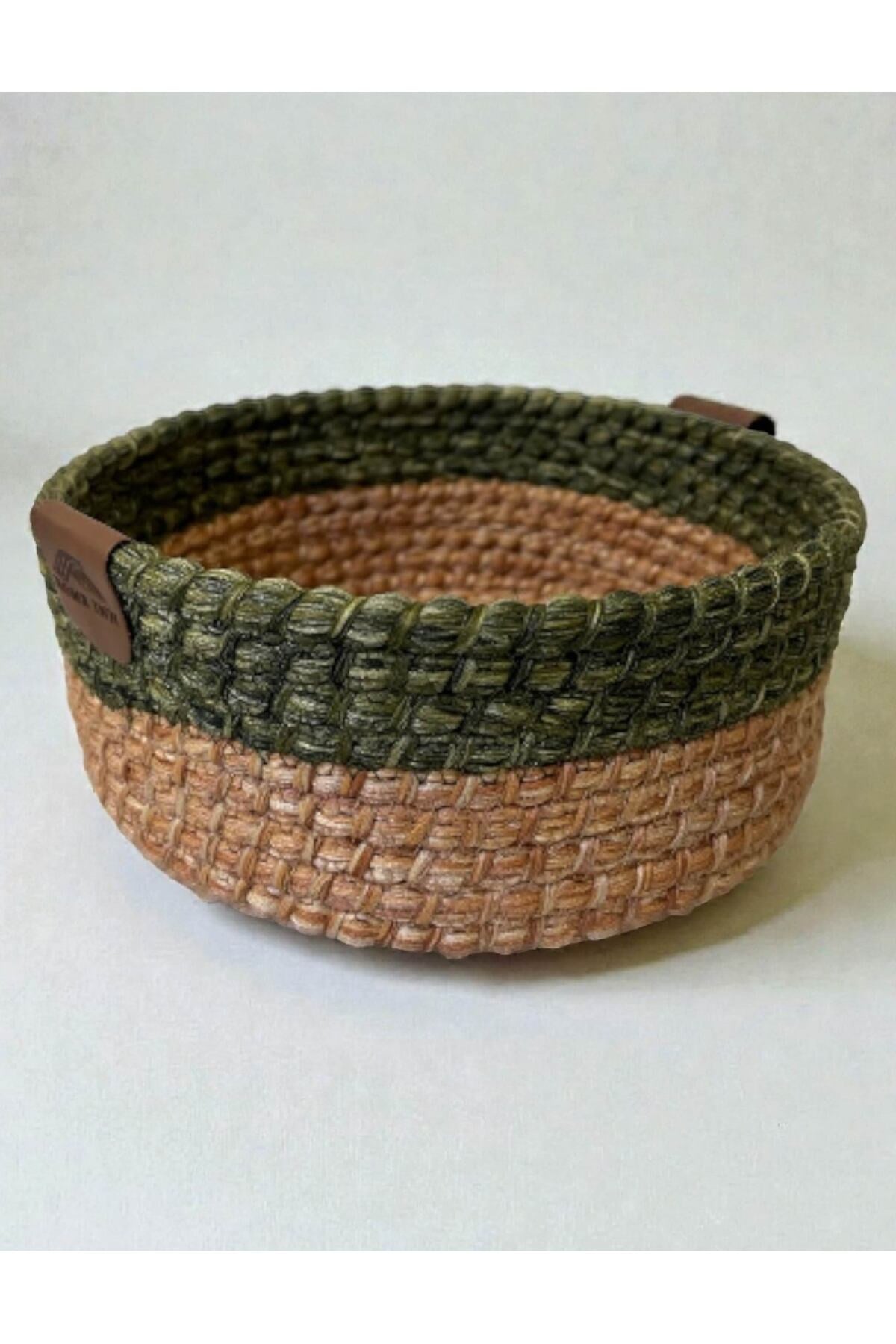 Düzenleyici Sepet Örgü Dokulu Yuvarlak Model 20x8 cm – Çok Amaçlı Kullanım