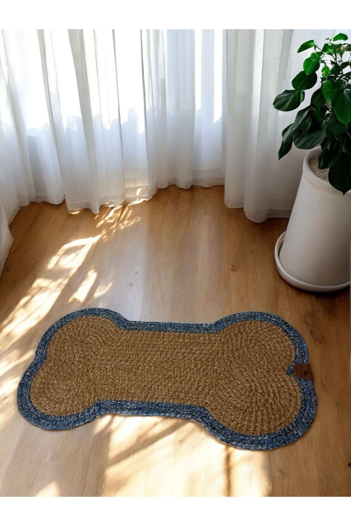 Evcil Hayvan, Kedi - Köpek Mama Matı - Paspası, Natural-Mavi