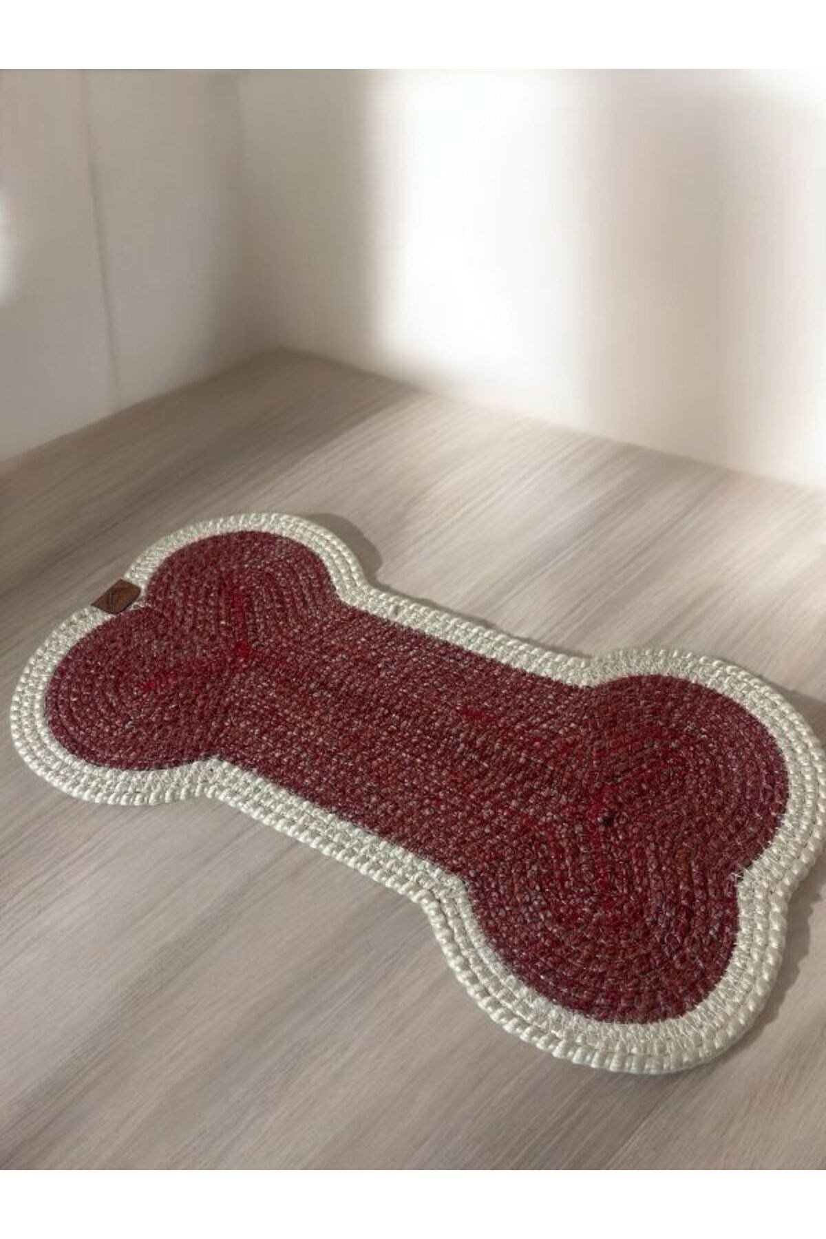 Evcil Hayvan, Kedi - Köpek Mama Matı - Paspası, Bordo-Beyaz