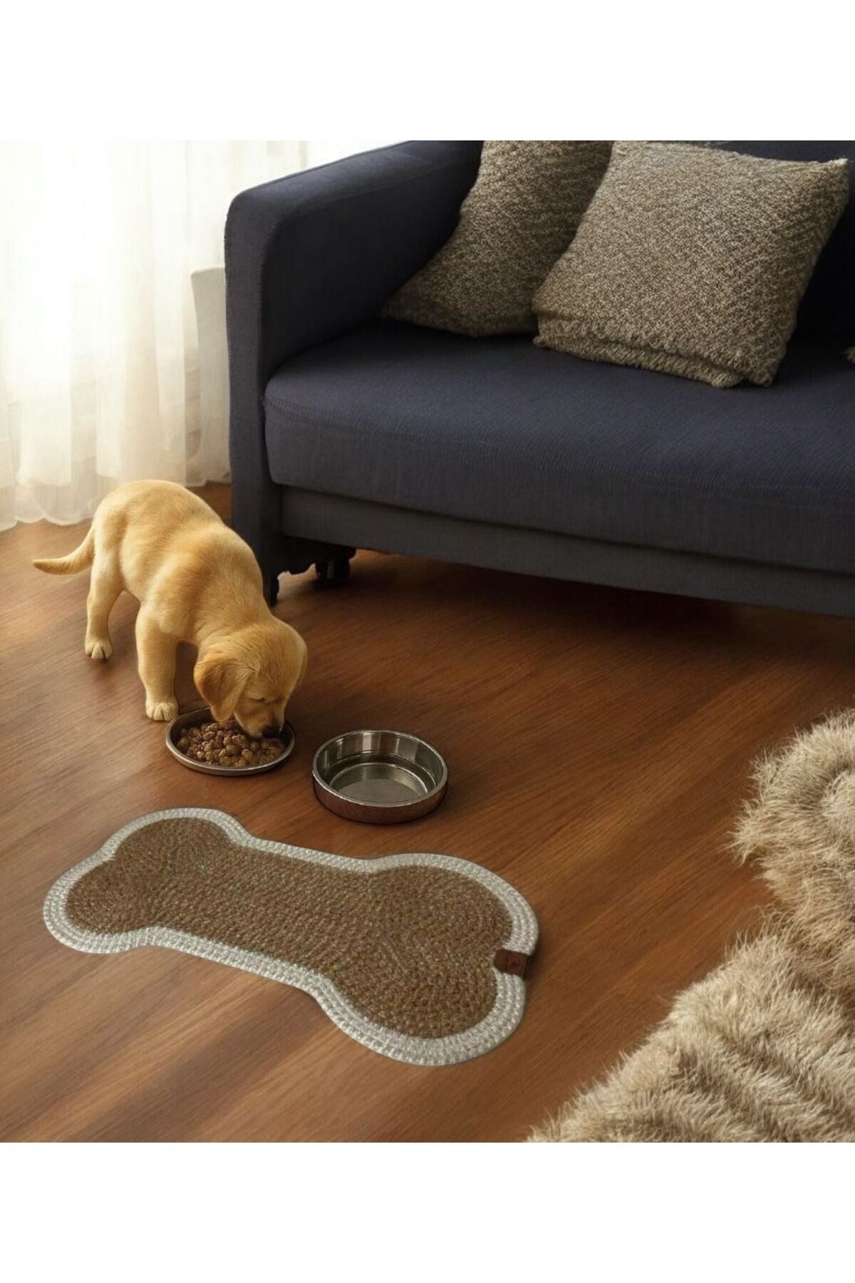 Evcil Hayvan, Kedi - Köpek Mama Matı - Paspası, Natural-Beyaz