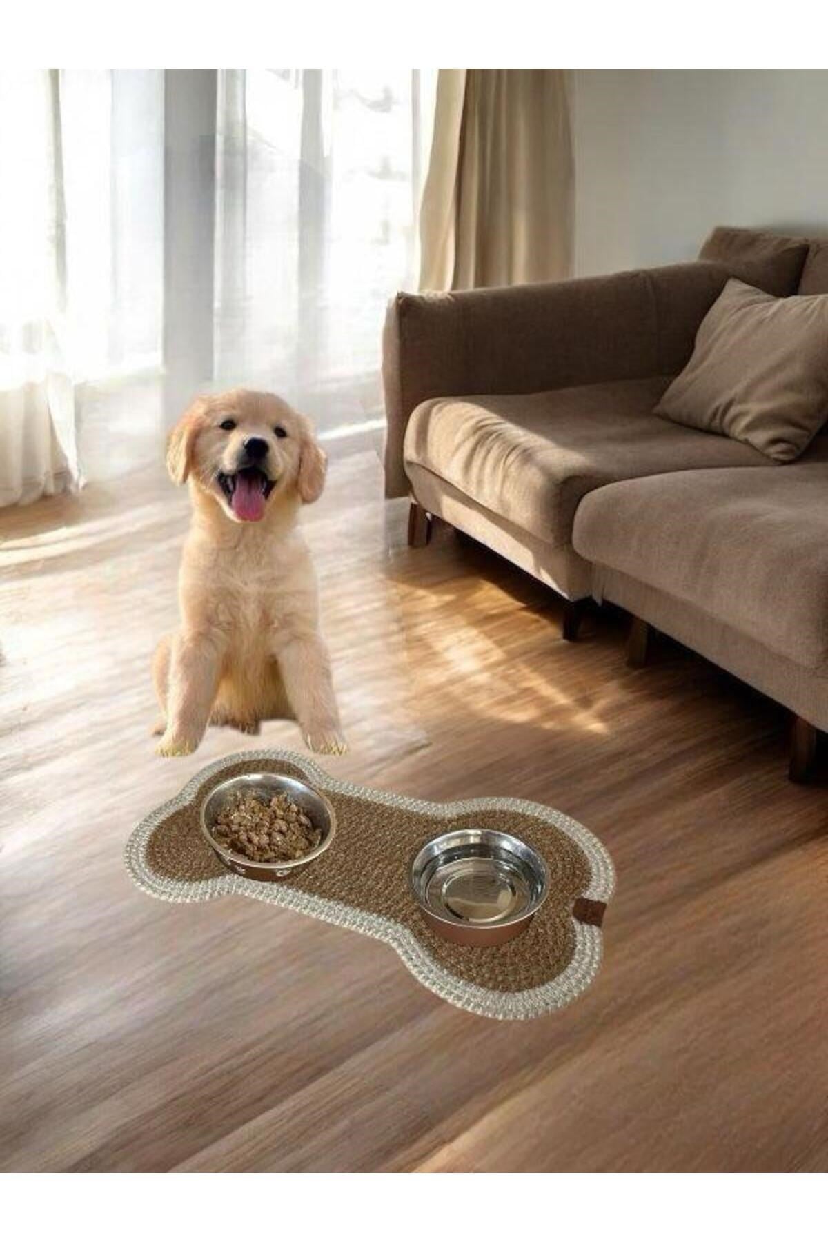 Evcil Hayvan, Kedi - Köpek Mama Matı - Paspası, Natural-Beyaz