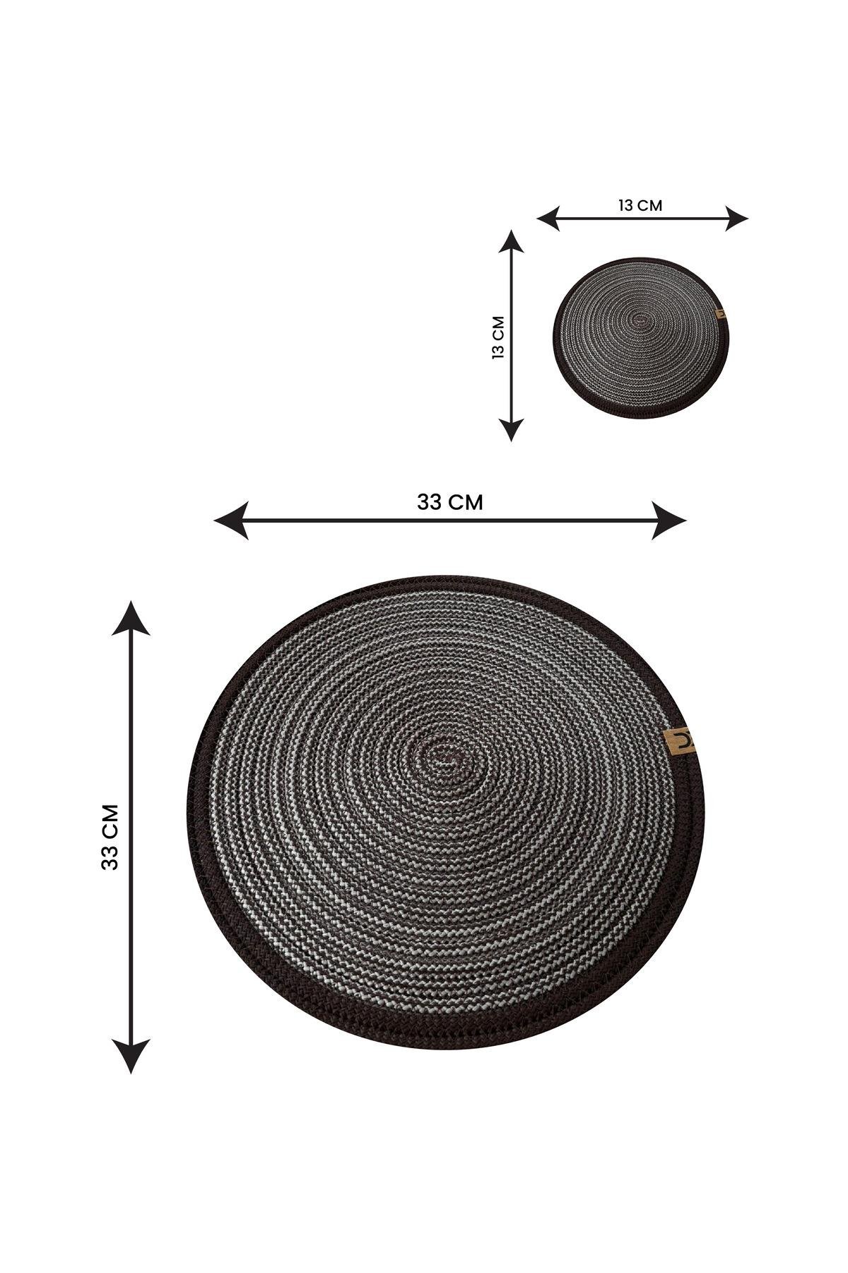 Hasır Görünümlü 12’li Sofra Seti – Supla ve Bardak Altlığı Takımı