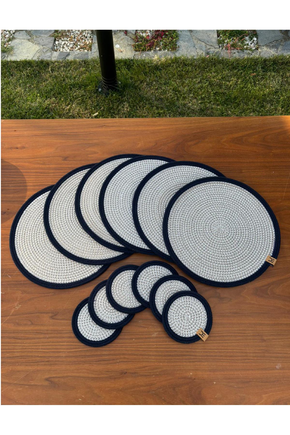 Hasır Görünümlü 12’li Sofra Seti – Supla ve Bardak Altlığı Takımı