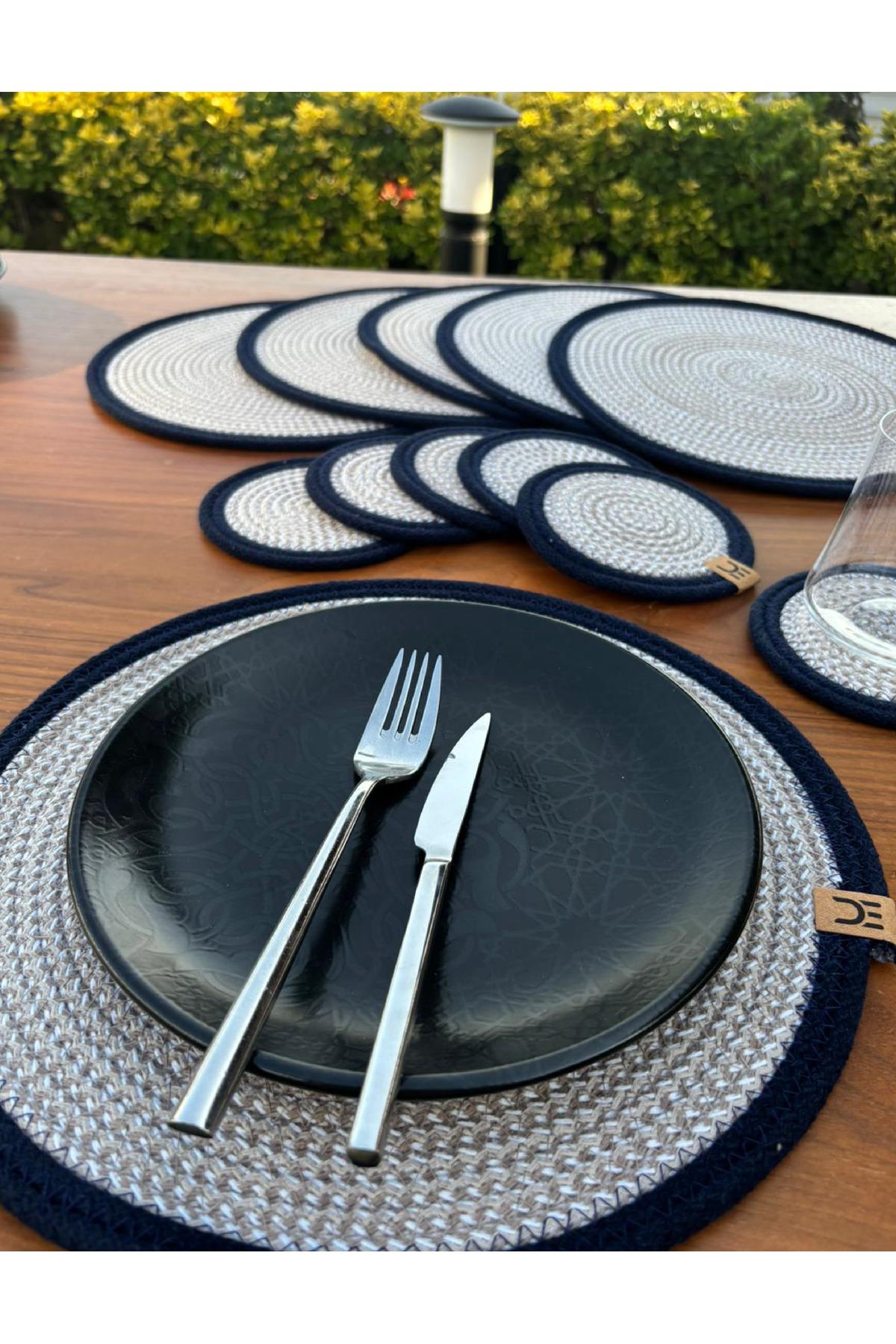 Hasır Görünümlü 12’li Sofra Seti – Supla ve Bardak Altlığı Takımı