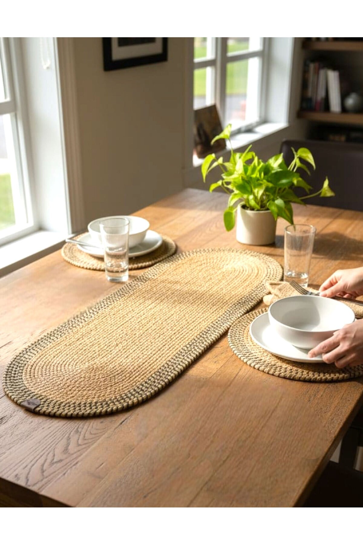 Leke Tutmaz Örgü Sofra Seti 2 Supla 33 cm ve 1 Runner 35x100 cm Takım Modern Amerikan Servis