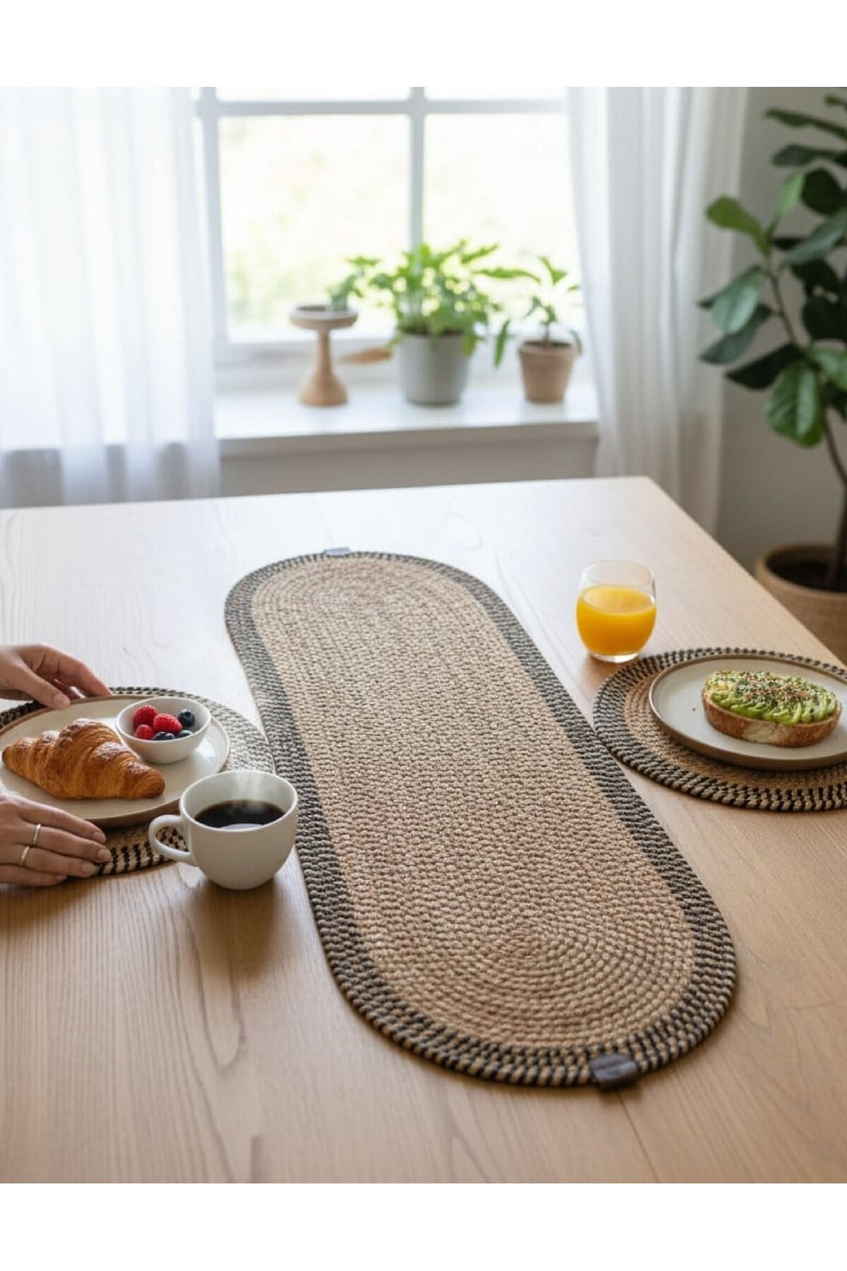 Leke Tutmaz Örgü Sofra Seti 2 Supla 33 cm ve 1 Runner 35x100 cm Takım Modern Amerikan Servis