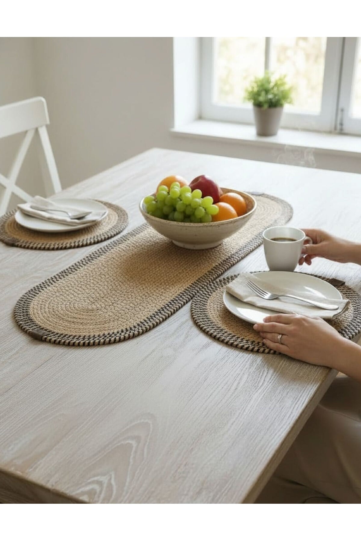 Leke Tutmaz Örgü Sofra Seti 2 Supla 33 cm ve 1 Runner 35x100 cm Takım Modern Amerikan Servis