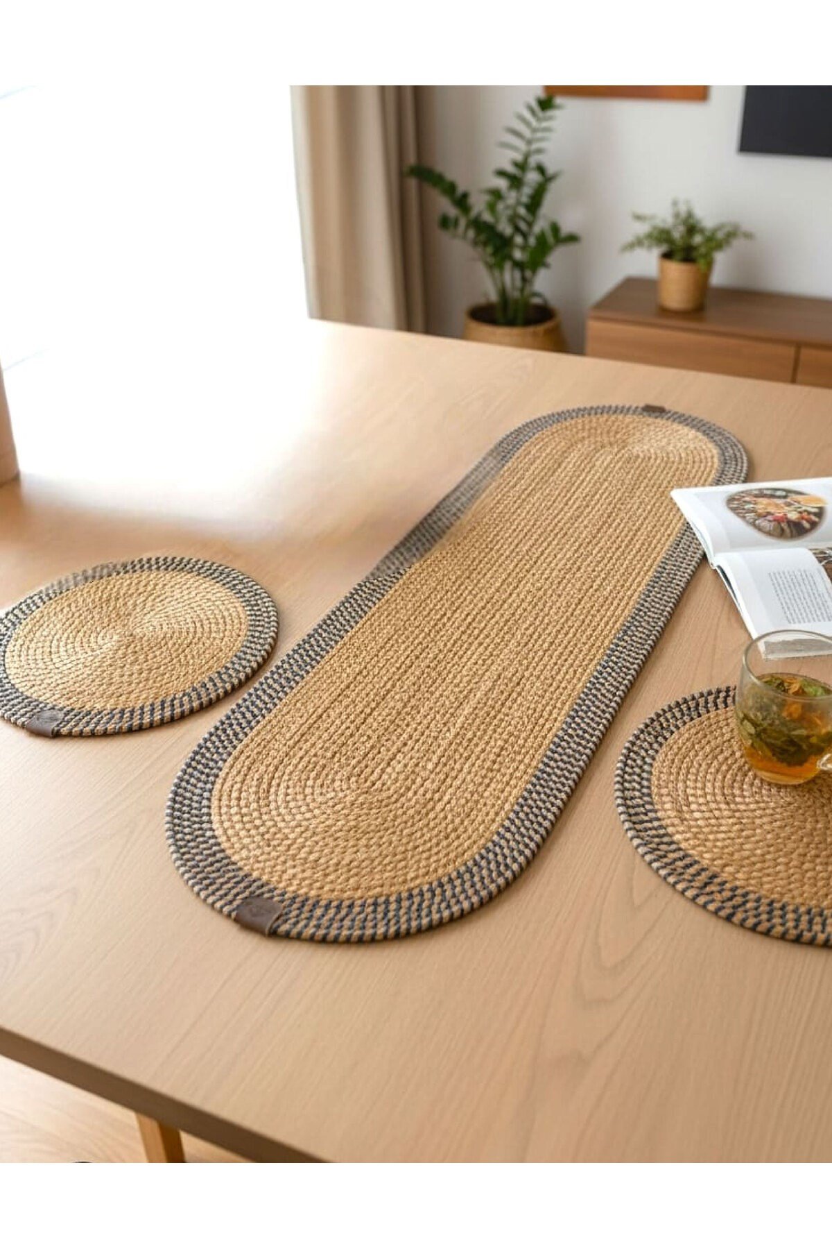 Leke Tutmaz Örgü Sofra Seti 2 Supla 33 cm ve 1 Runner 35x100 cm Takım Modern Amerikan Servis