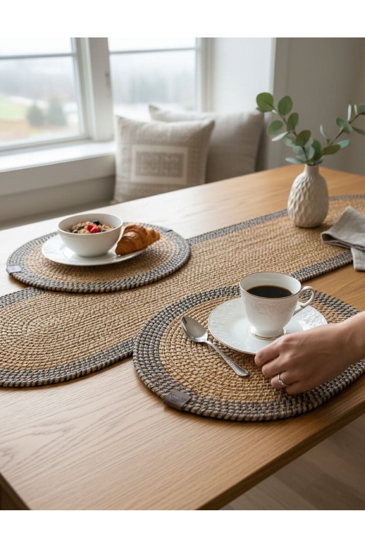 Leke Tutmaz Örgü Sofra Seti 2 Supla 33 cm ve 1 Runner 35x100 cm Takım Modern Amerikan Servis