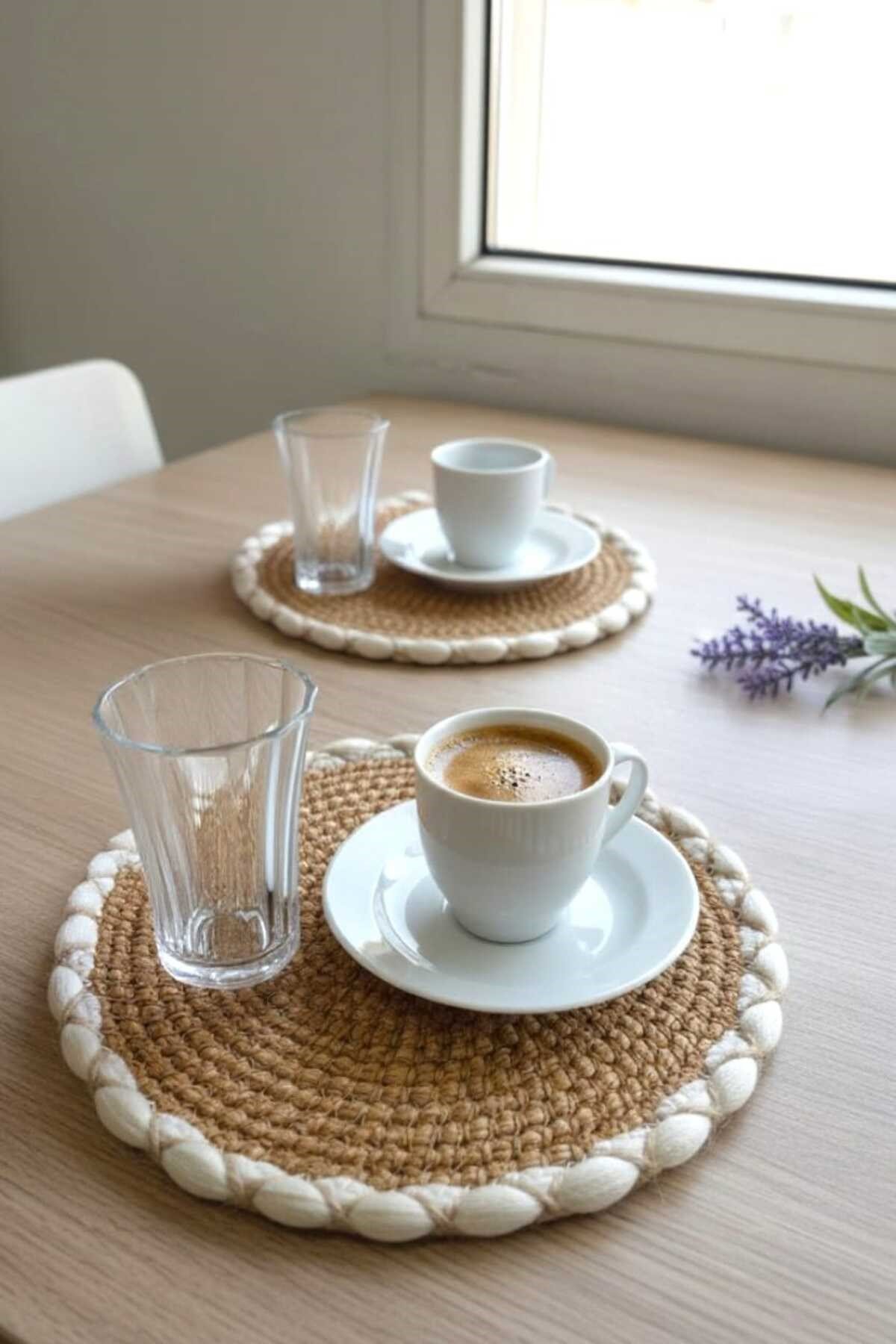 Örgü Model Kahve Sunumluğu 2’li Set 23 Cm – El Yapımı Bardak Altlığı Dekoratif Sunum Altlığı