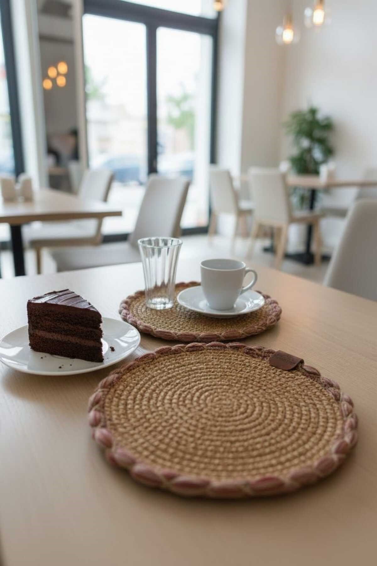 Örgü Model Kahve Sunumluğu 2’li Set 23 Cm – El Yapımı Bardak Altlığı Dekoratif Sunum Altlığı