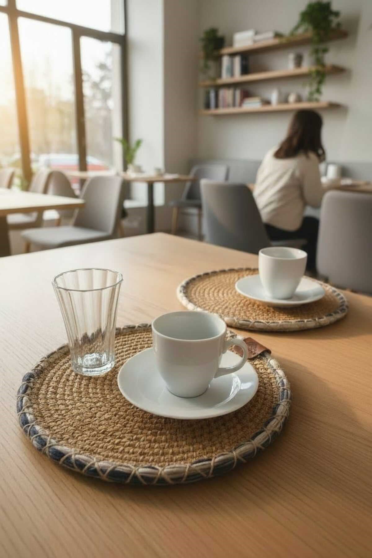 Örgü Model Kahve Sunumluğu 2’li Set 23 Cm – El Yapımı Bardak Altlığı Dekoratif Sunum Altlığı