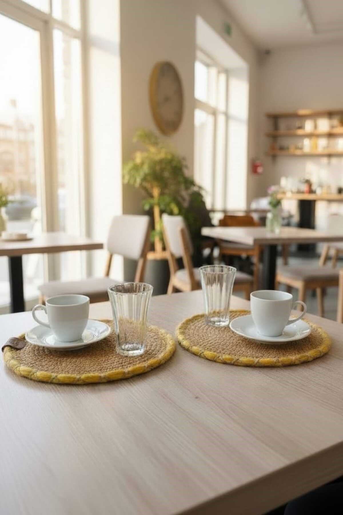 Örgü Model Kahve Sunumluğu 2’li Set 23 Cm – El Yapımı Bardak Altlığı Dekoratif Sunum Altlığı