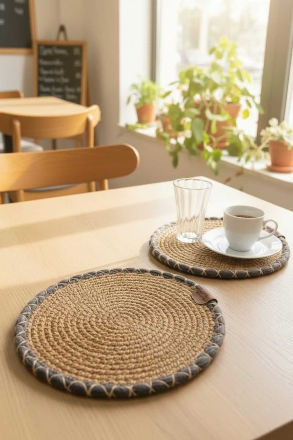 Örgü Model Kahve Sunumluğu 2’li Set 23 Cm – El Yapımı Bardak Altlığı Dekoratif Sunum Altlığı