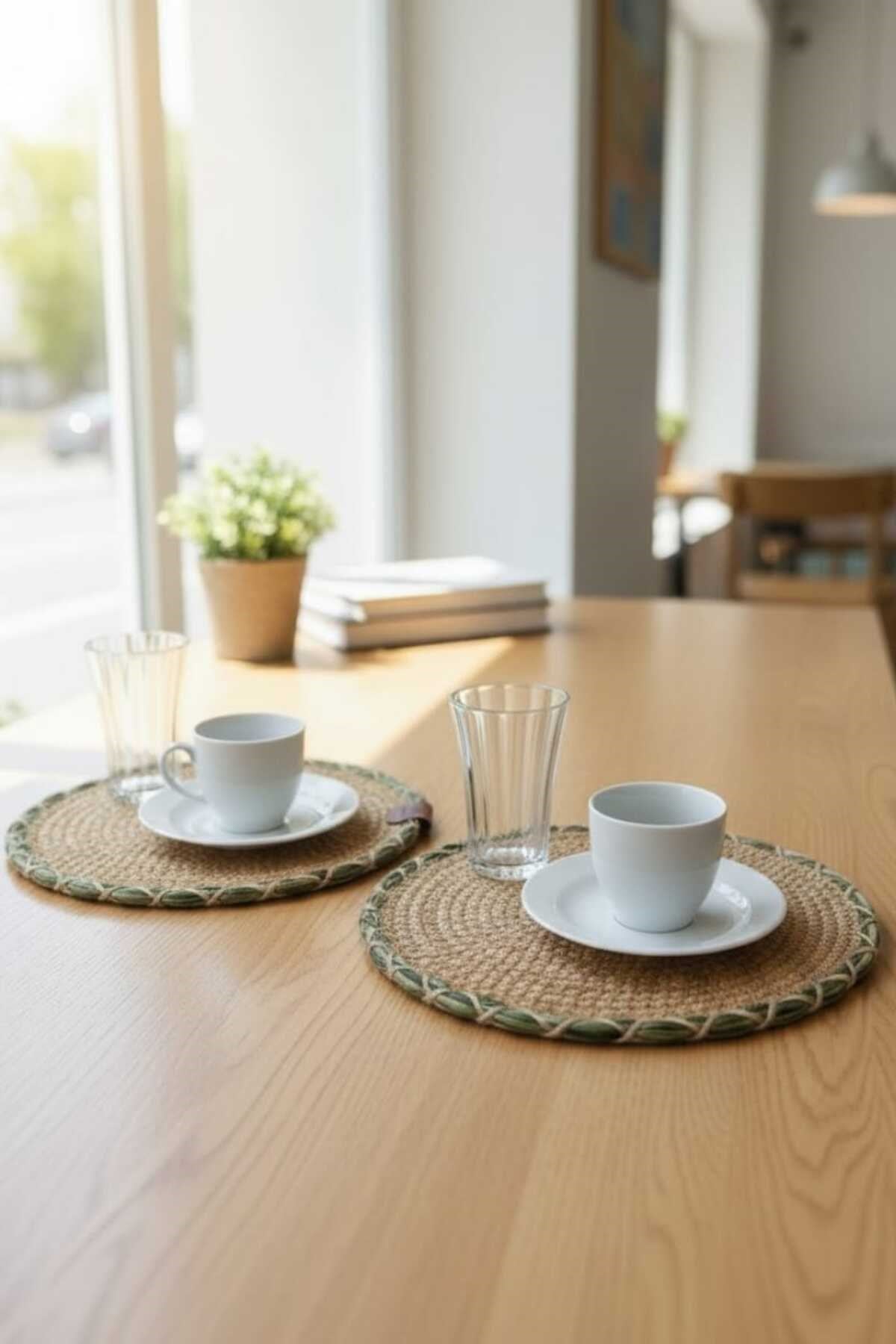Örgü Model Kahve Sunumluğu 2’li Set 23 Cm – El Yapımı Bardak Altlığı Dekoratif Sunum Altlığı