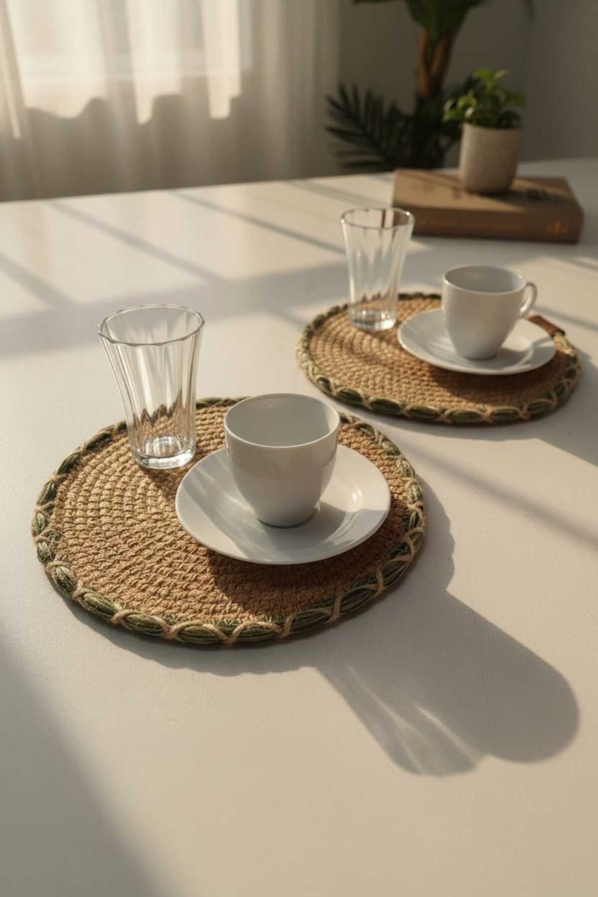 Örgü Model Kahve Sunumluğu 2’li Set 23 Cm – El Yapımı Bardak Altlığı Dekoratif Sunum Altlığı