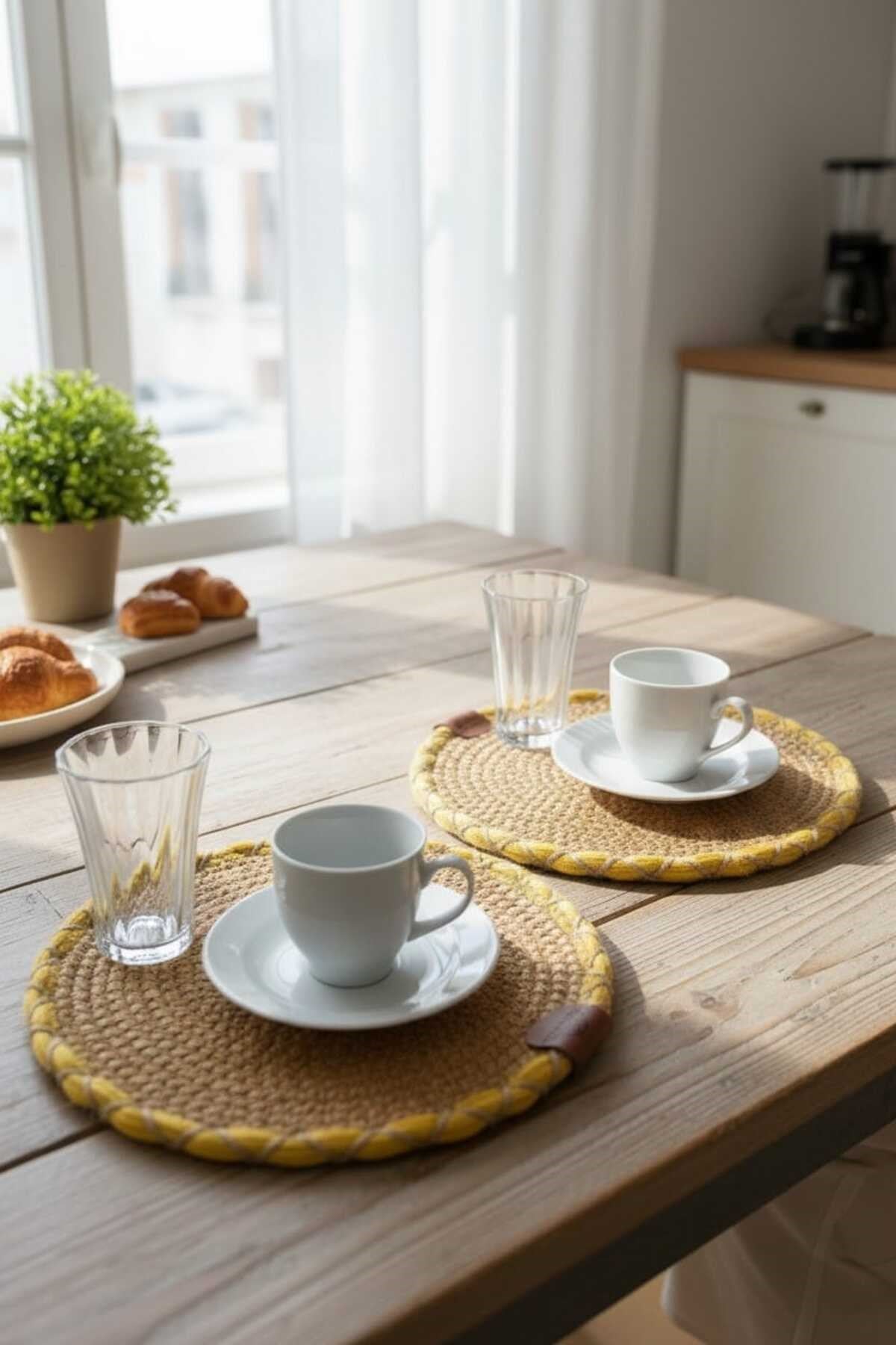 Örgü Model Kahve Sunumluğu 2’li Set 23 Cm – El Yapımı Bardak Altlığı Dekoratif Sunum Altlığı