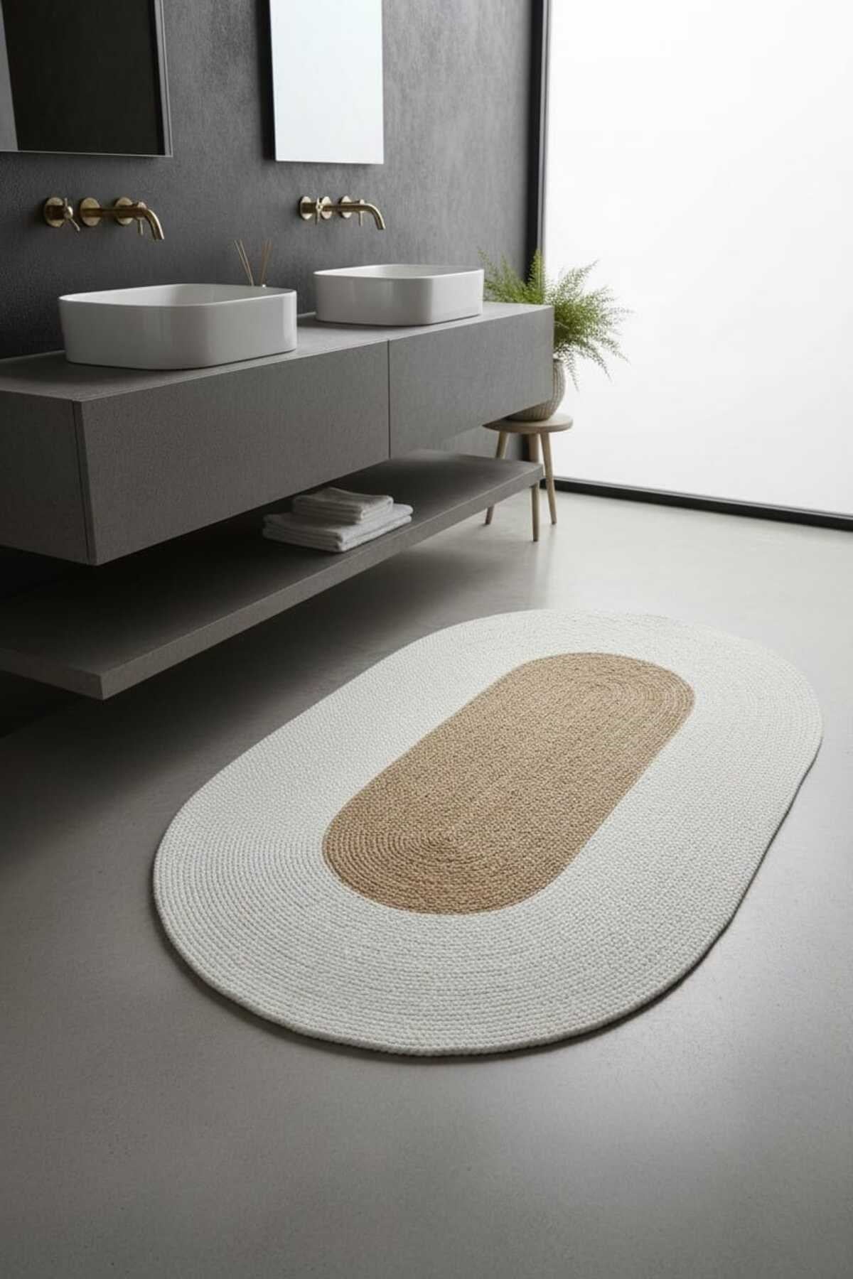Oval Halı Krem & Natural | Yumuşak Dokulu Şık Dekoratif Zemin Halısı