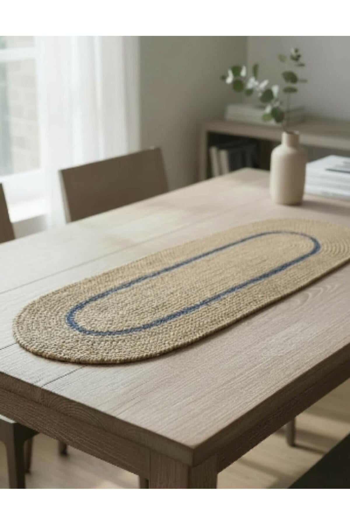 Runner Örgü Dokulu Oval Model 35x100 cm – Şık Masa Runnerı
