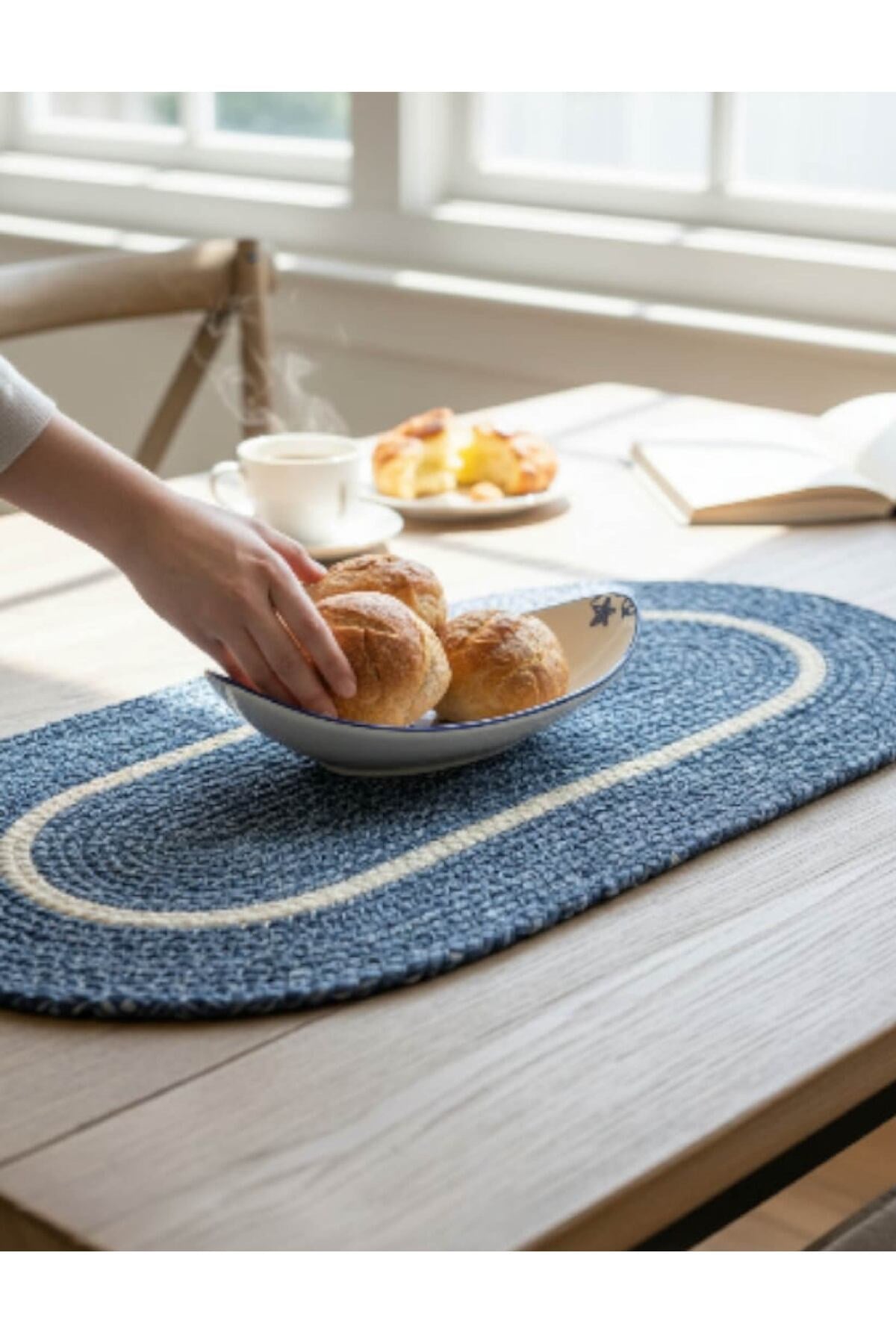 Runner Örgü Dokulu Oval Model 35x100 cm – Şık Masa Runnerı